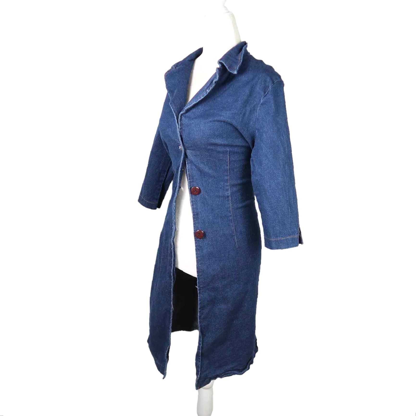 Denime VINTAGE 90s Rag Jacket - Denim Mid-Length Blue Polyester - Women L Casual 90s Theme Size L / US 10 / IT 46 - 3 Thumbnail