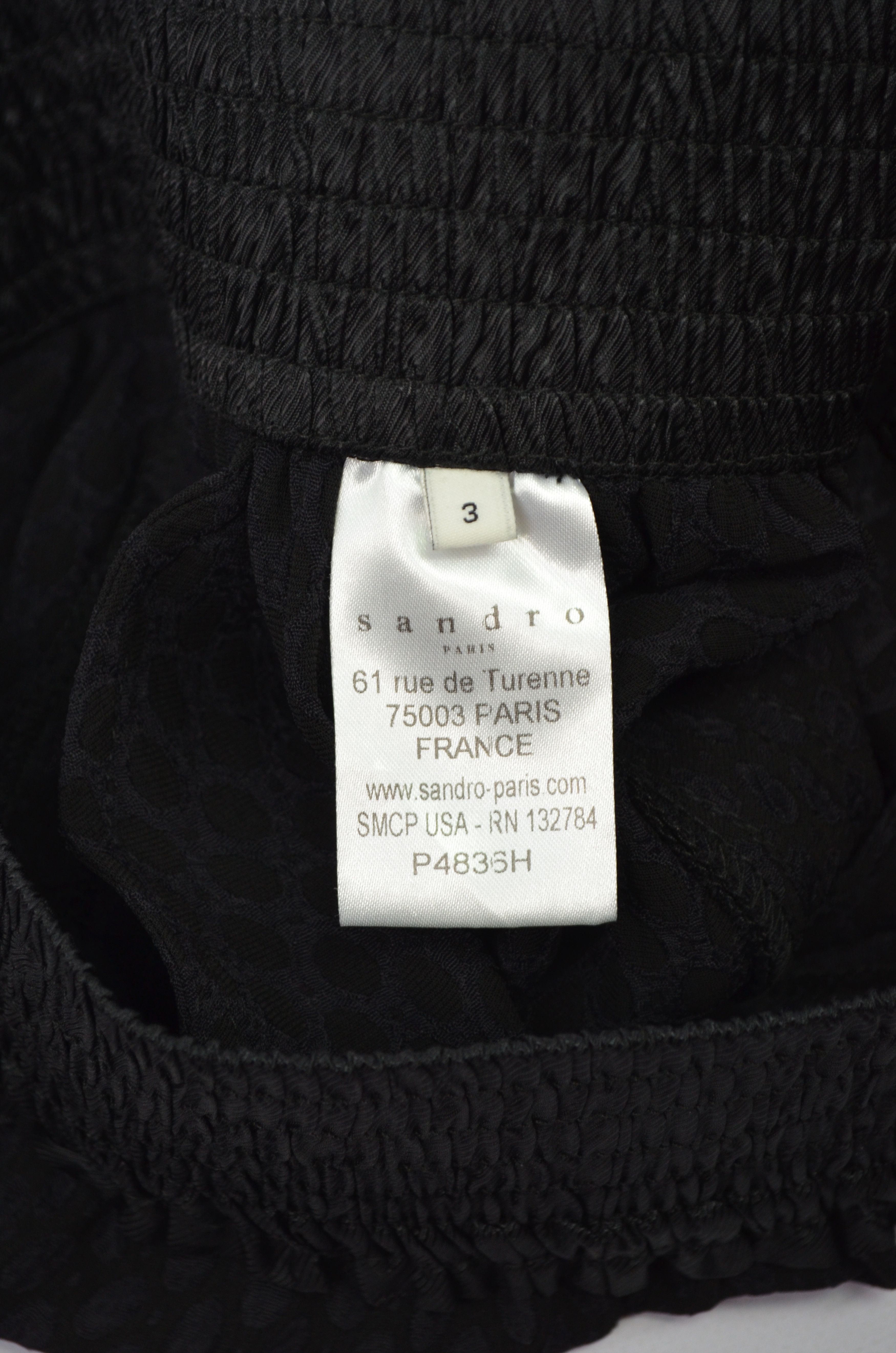 Sandro Sandro Black Textured Print Viscose Acetate Pants Size 3 Size 30" / US 8 / IT 44 - 10 Thumbnail