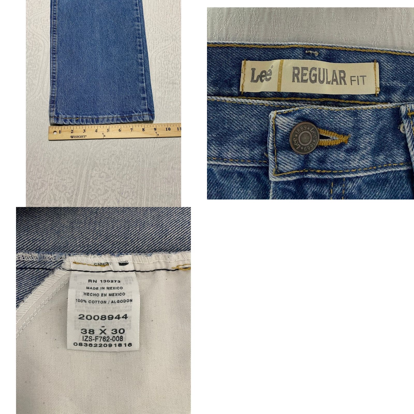 Lee Lee Regular Fit Jeans Mens Denim Pants Blue 38×30 Straight 5-Pocket Mid Rise Relaxed Fit Casual Everyday Jeans Size US 38 / EU 54 - 8 Thumbnail