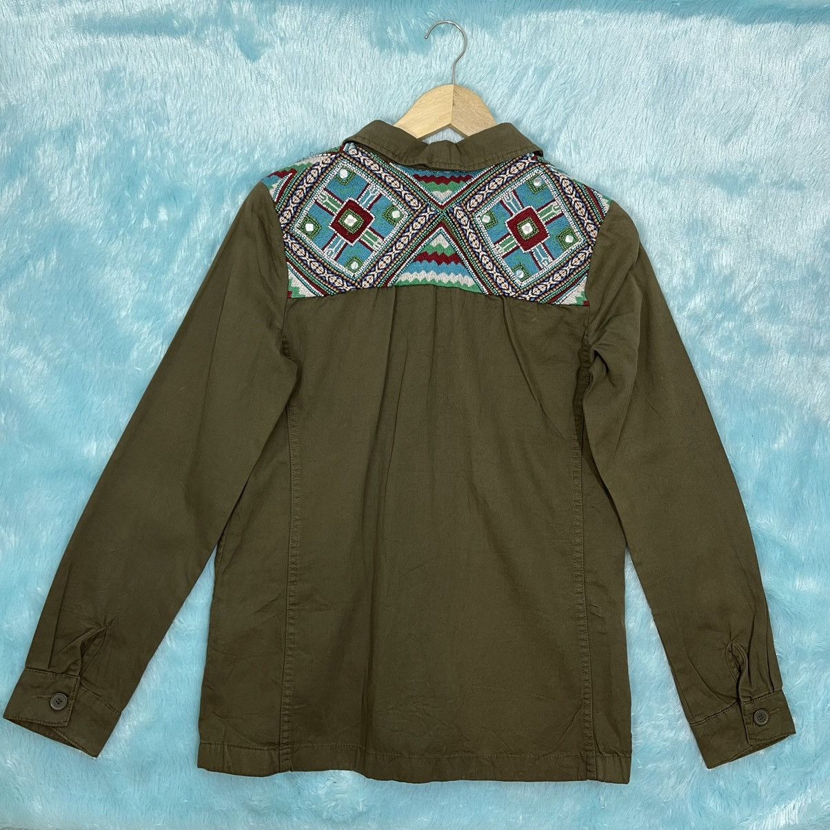 Zara Zara Olive Green Jacket with Embroidered Detail Size M / US 6-8 / IT 42-44 - 2 Thumbnail