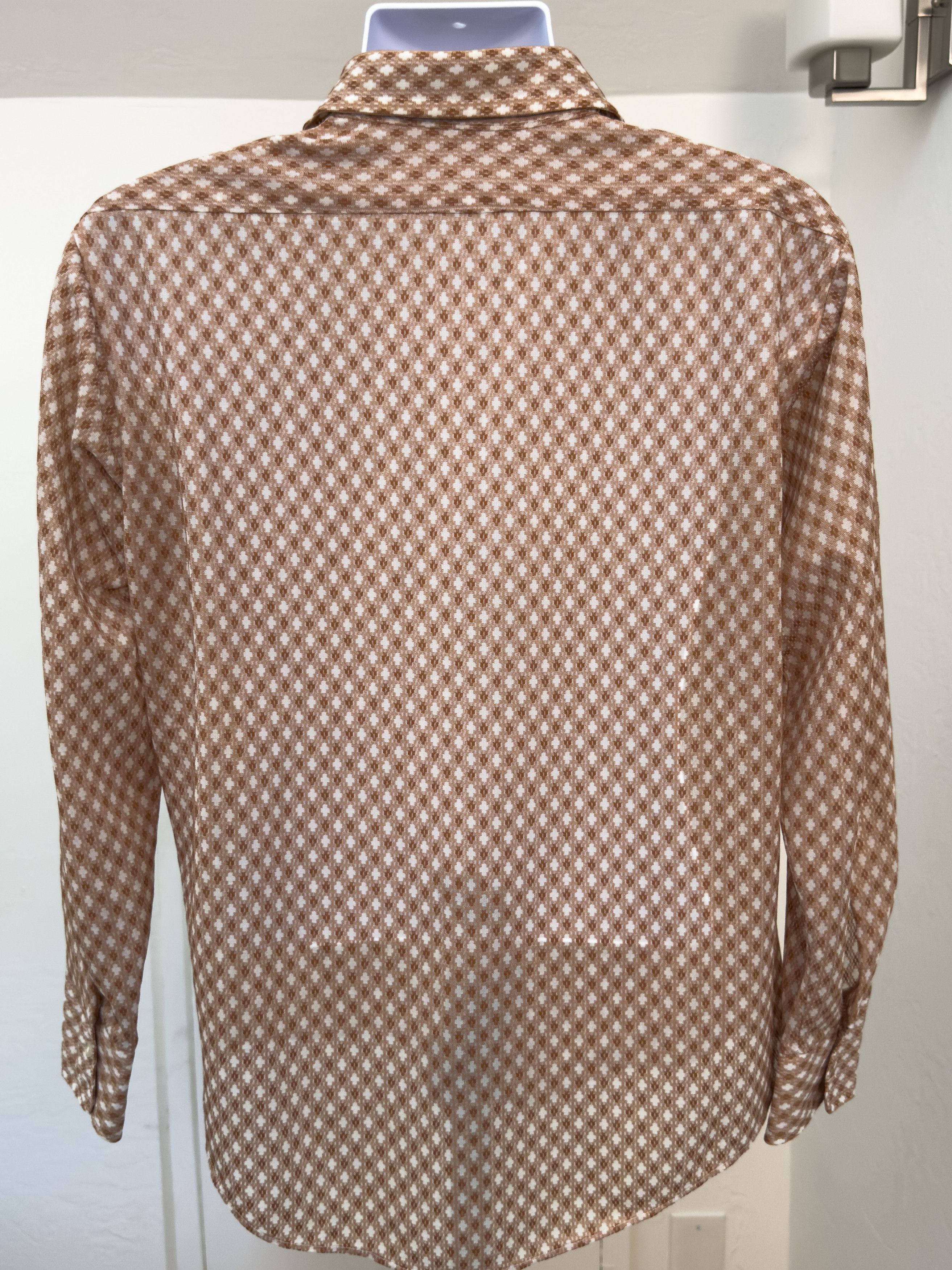 Other Vintage 70s Brown Geometric Long Sleeve Button Up Shirt Size US M / EU 48-50 / 2 - 4 Thumbnail