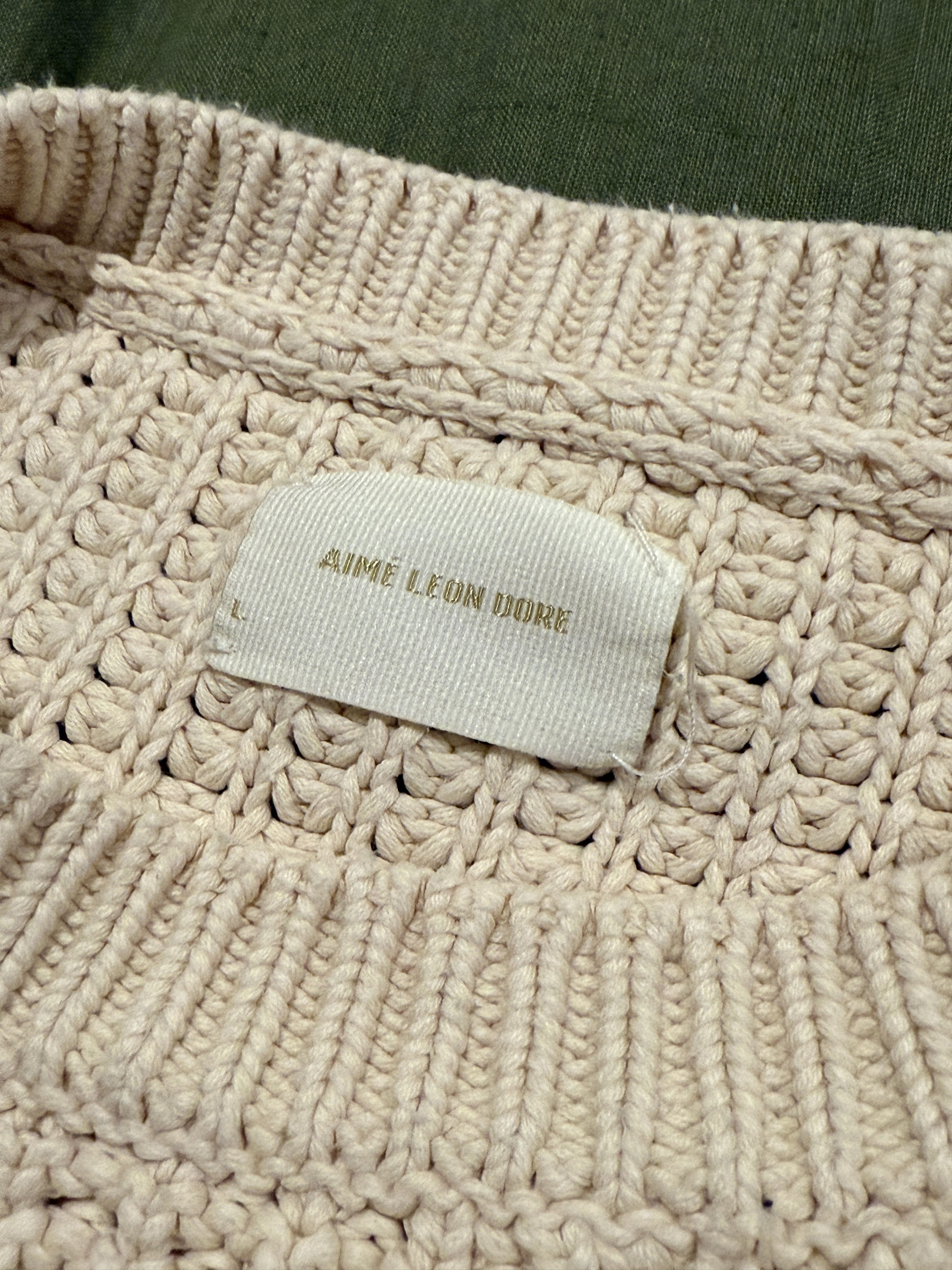 Aime Leon Dore Aime Leon Dore Cream Waffle Knit Sweater Size US L / EU 52-54 / 3 - 4 Thumbnail