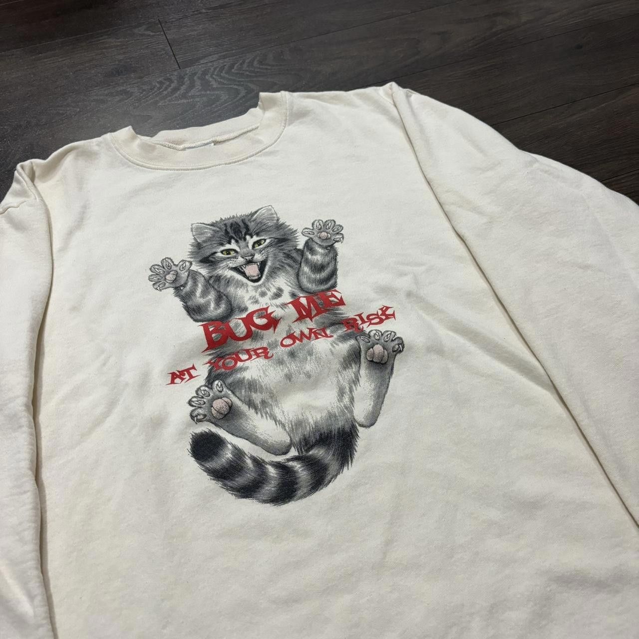 Designer vintage bug me at your own risk cat crewneck sweatshirt XL Size US XL / EU 56 / 4 - 2 Thumbnail