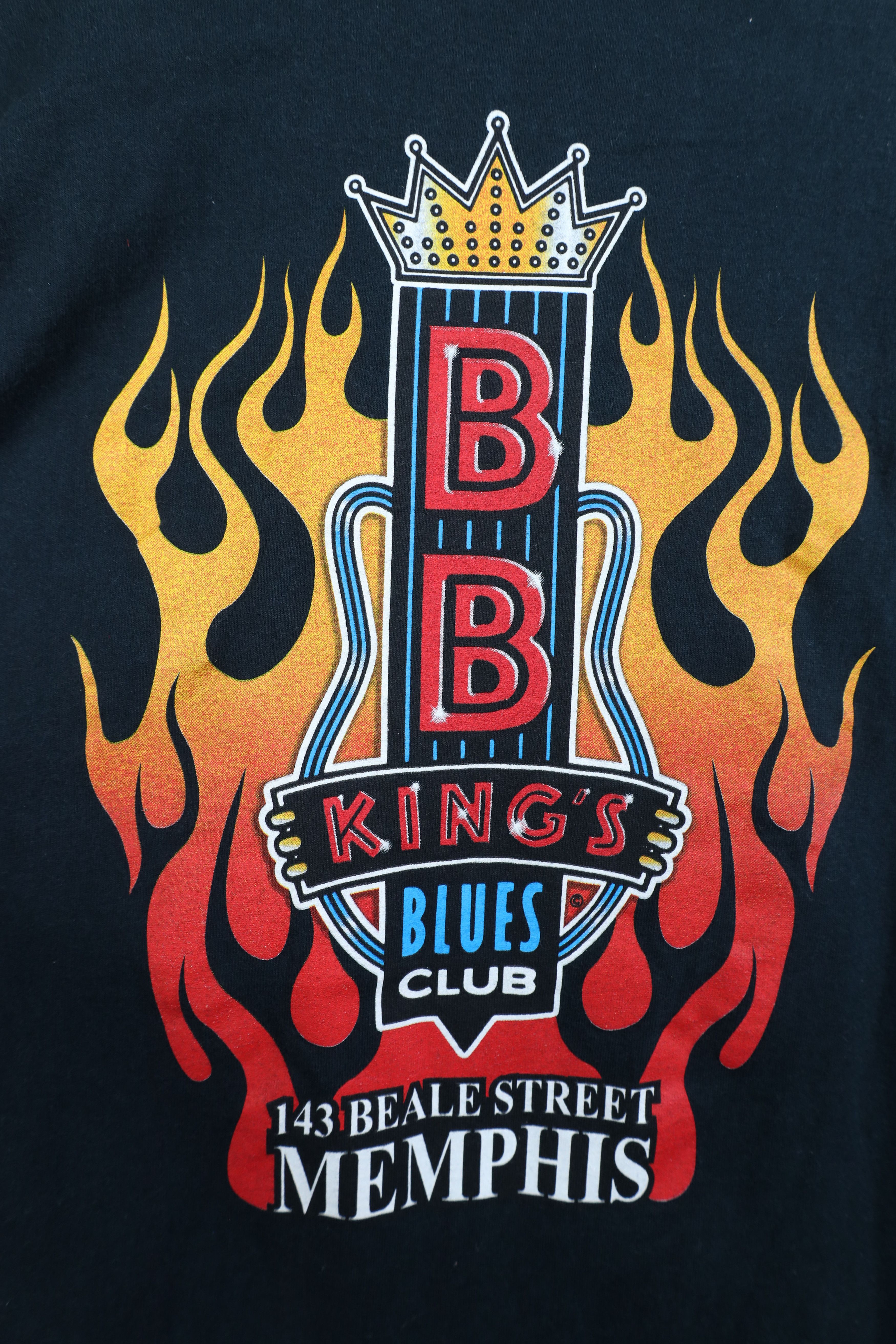 Vintage Vintage Y2K Blues Club Memphis Fire Flames T-Shirt Black Size US XXL / EU 58 / 5 - 11 Thumbnail