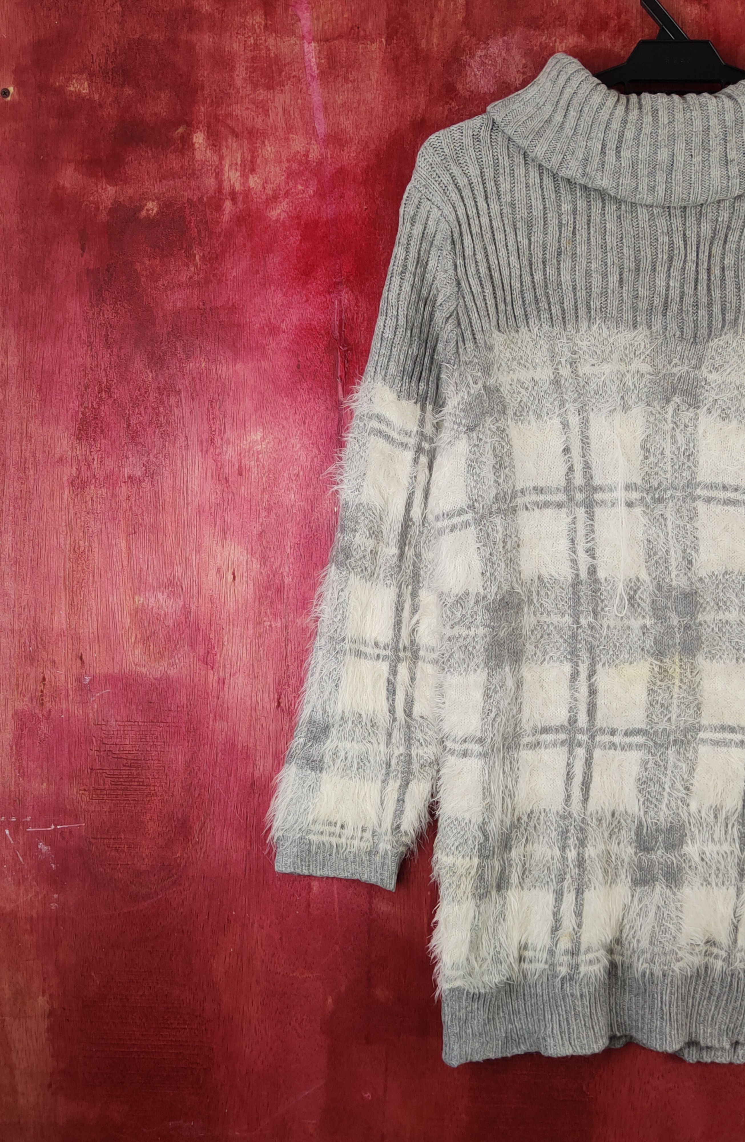Homespun Knitwear × Japanese Brand × Vintage Ingni Gray Shag Shaggy Fur Mohair Knitwear #S1899 Size M / US 6-8 / IT 42-44 - 3 Thumbnail