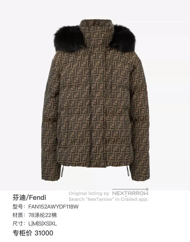 Fendi Fendi 2023 All-Over Printed Monogram Down Jacket with Fur Size M / US 6-8 / IT 42-44 - 9 Thumbnail