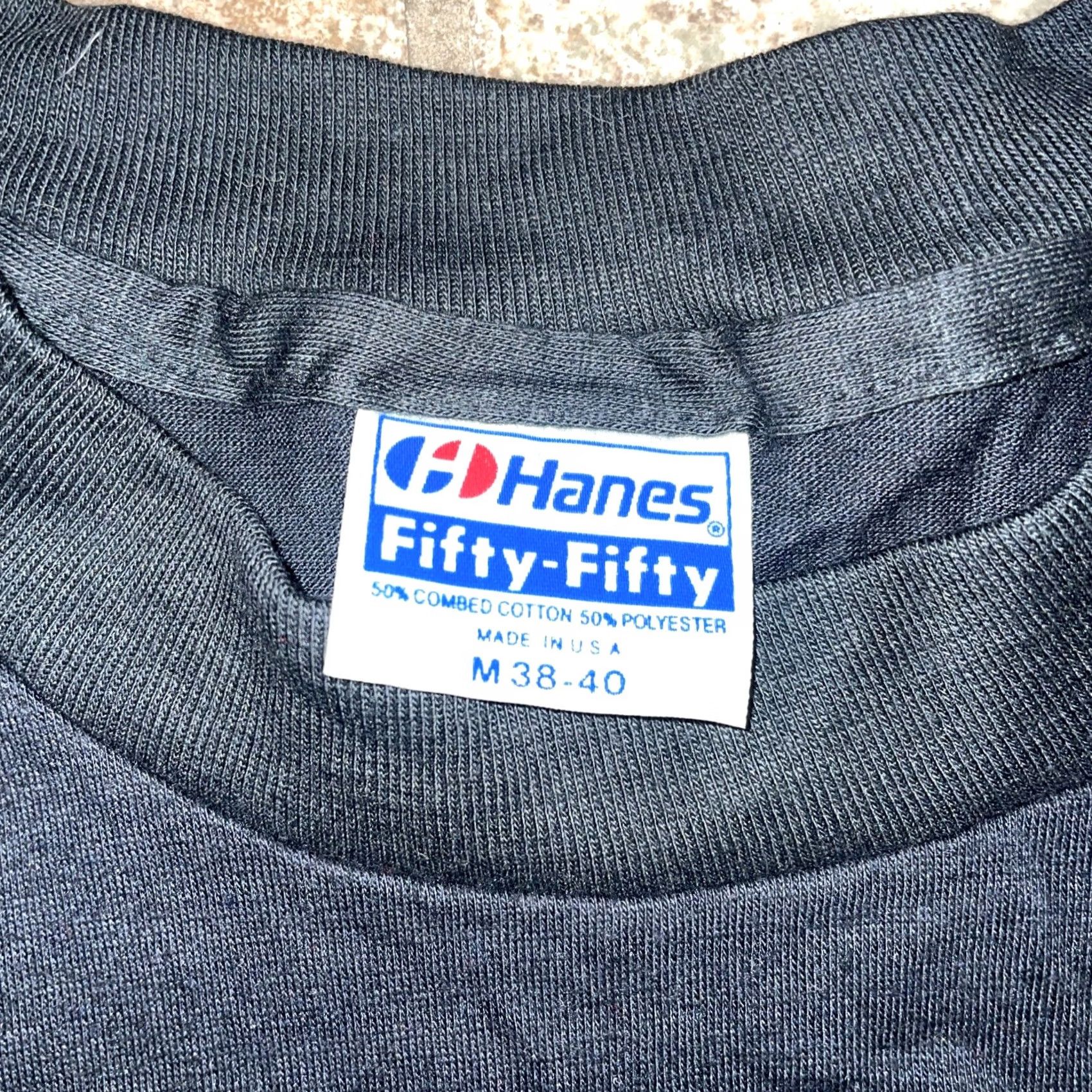 Hanes VINTAGE Hanes Fifty Fifty VTG Single Stitch two Tone T-Shirt Mens Size M USA Blue Stitch Mens Size US M / EU 48-50 / 2 - 3 Thumbnail