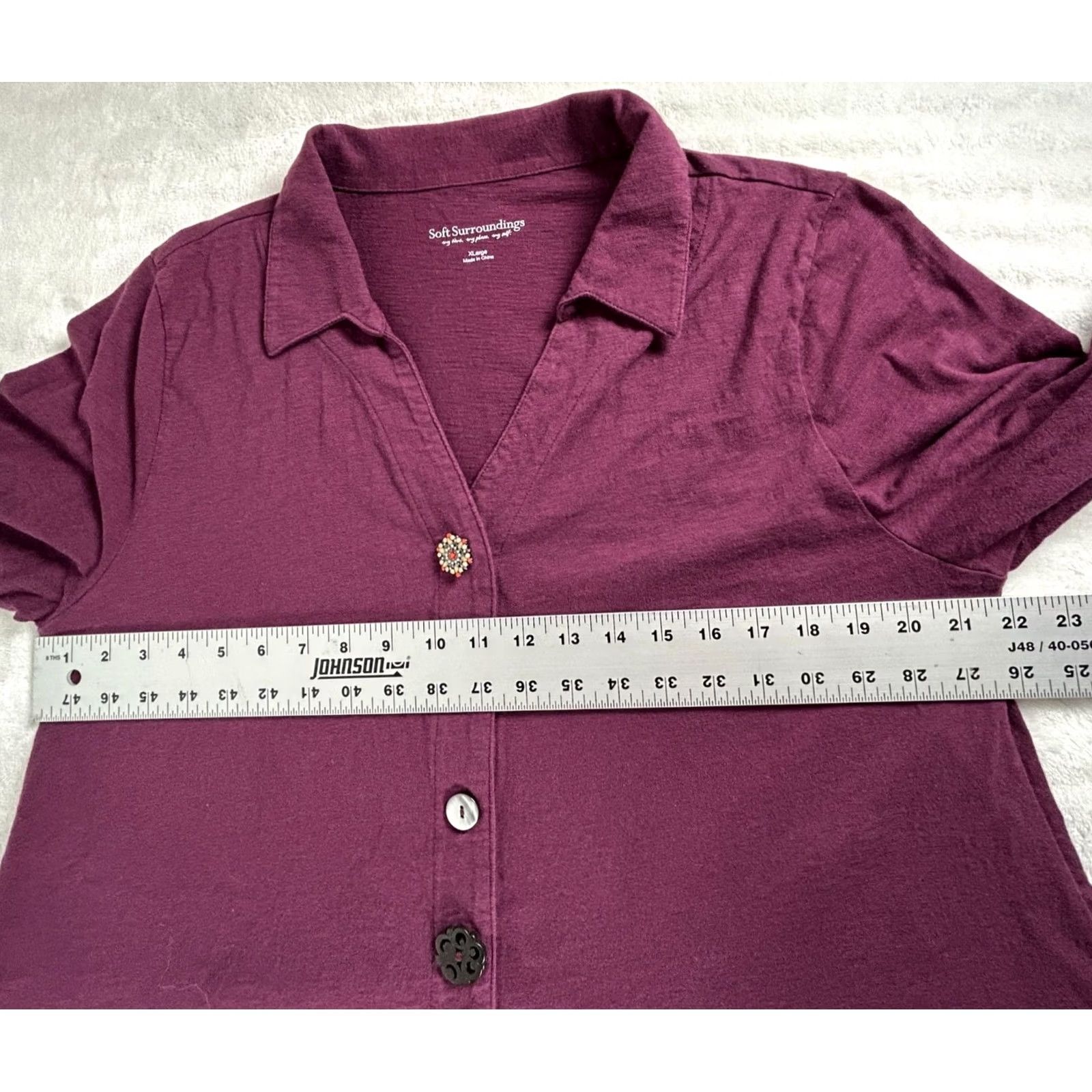 Soft Surroundings Soft Surroundings Shirt XL Purple 3/4 Sleeve Button Down Tunic Top Women Regular Adults Womens Size XL / US 12-14 / IT 48-50 - 6 Thumbnail
