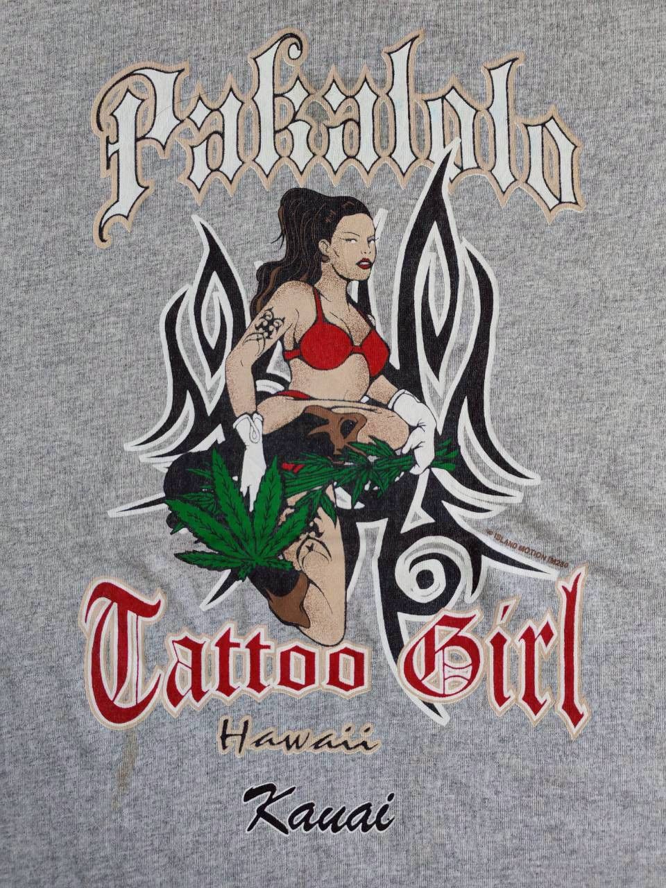 Fruit Of The Loom Pakalolo Tattoo Hawaii Kauai 00's Vintage T Shirt 21/29.5 Size US L / EU 52-54 / 3 - 5 Thumbnail