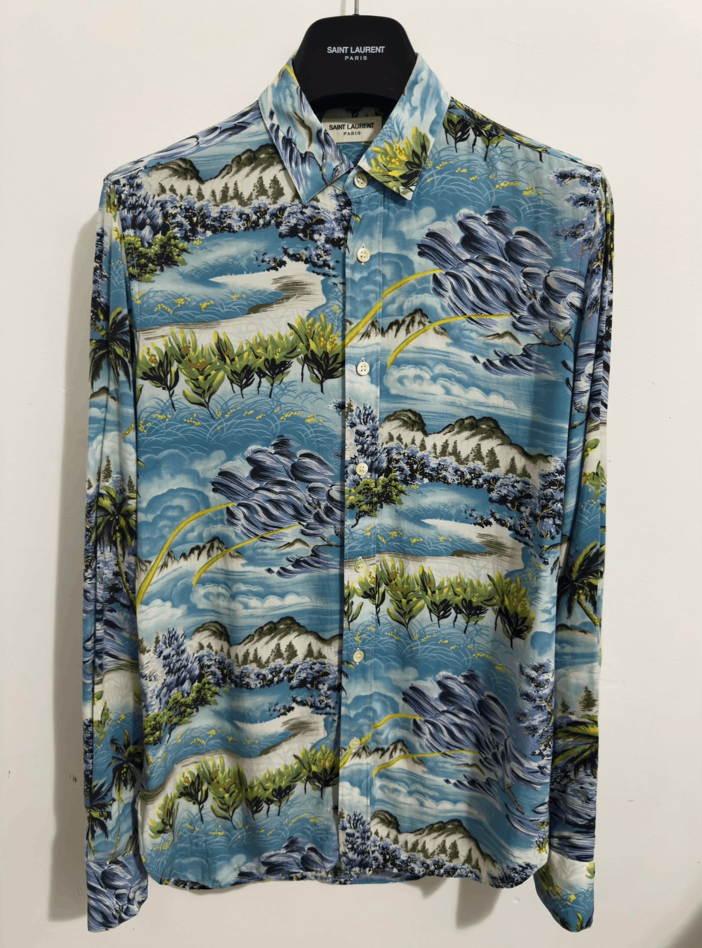 Hedi Slimane Saint Laurent 16SS Palm Wave Print Shirt Size US M / EU 48-50 / 2 - 1 Thumbnail