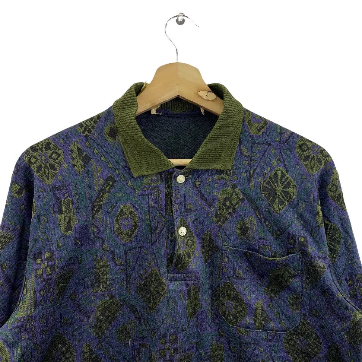Vintage Vtg 80’ PARISIAN PASLEY ART AOP Polo Tee Shirt Top Size US L / EU 52-54 / 3 - 3 Thumbnail