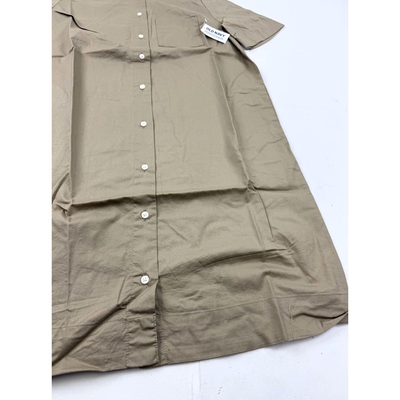 Old Navy Old Navy Shirt Dress Womens S Tall Beige Short Sleeve Button Front Knee Length Size S / US 4 / IT 40 - 3 Thumbnail