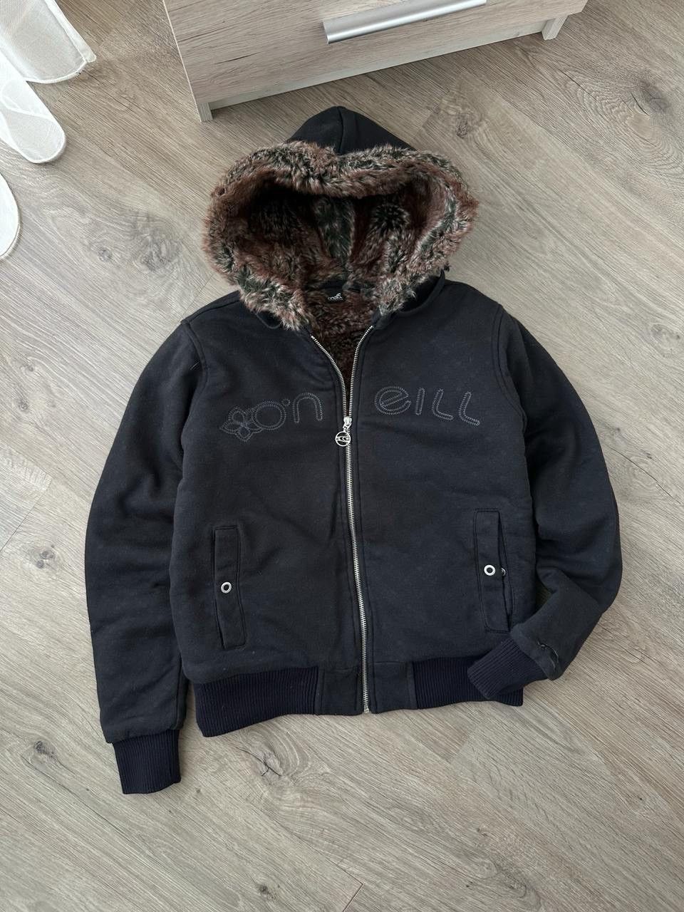If Six Was Nine × Japanese Brand × Vintage Vintage If Six Nine Style Faux Fur O'Neill Black Hoodie Size M / US 6-8 / IT 42-44 - 5 Thumbnail