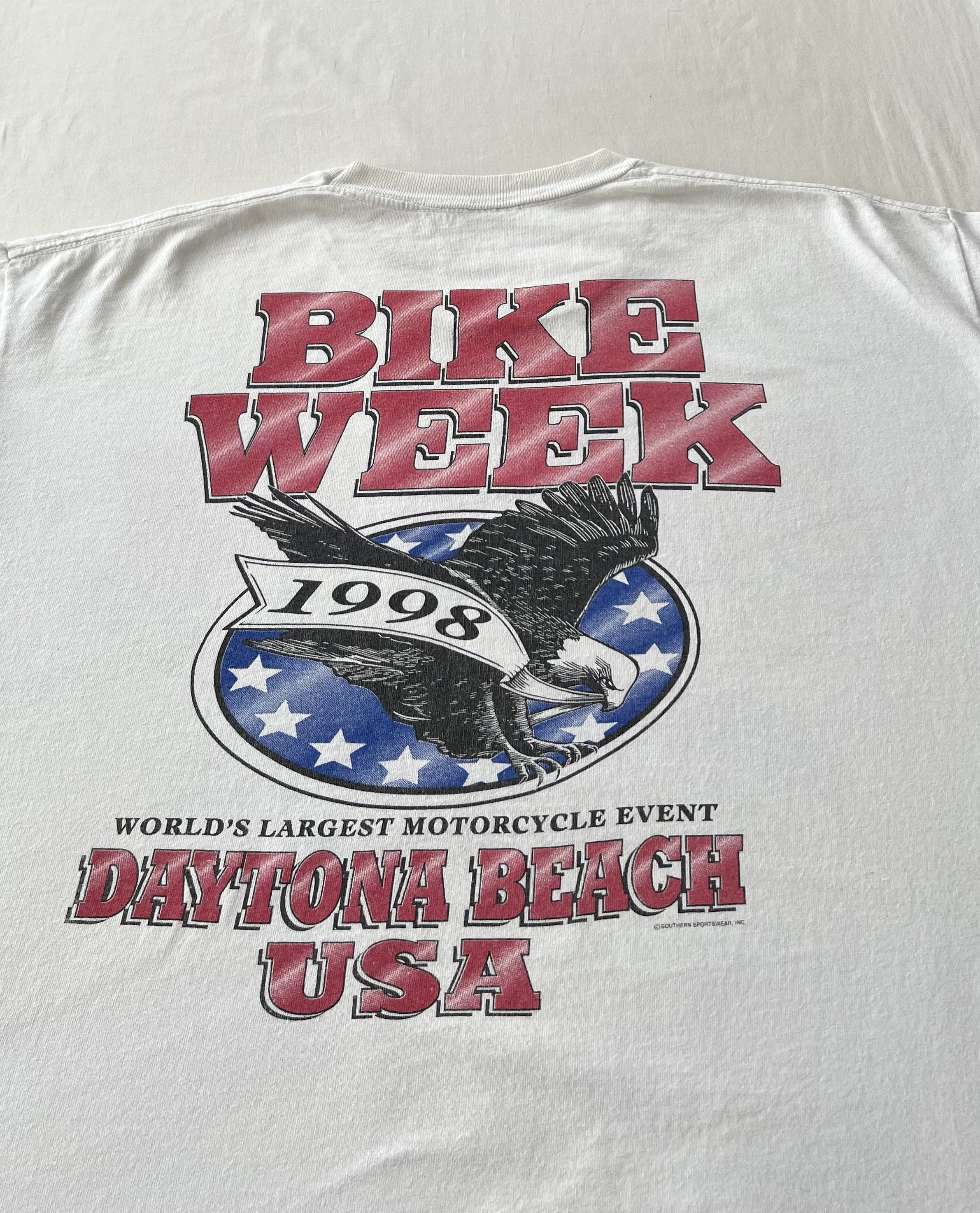 Vintage Vintage 1998 Bike Week Daytona Beach USA Eagle White T-shirt Size US XL / EU 56 / 4 - 21 Thumbnail