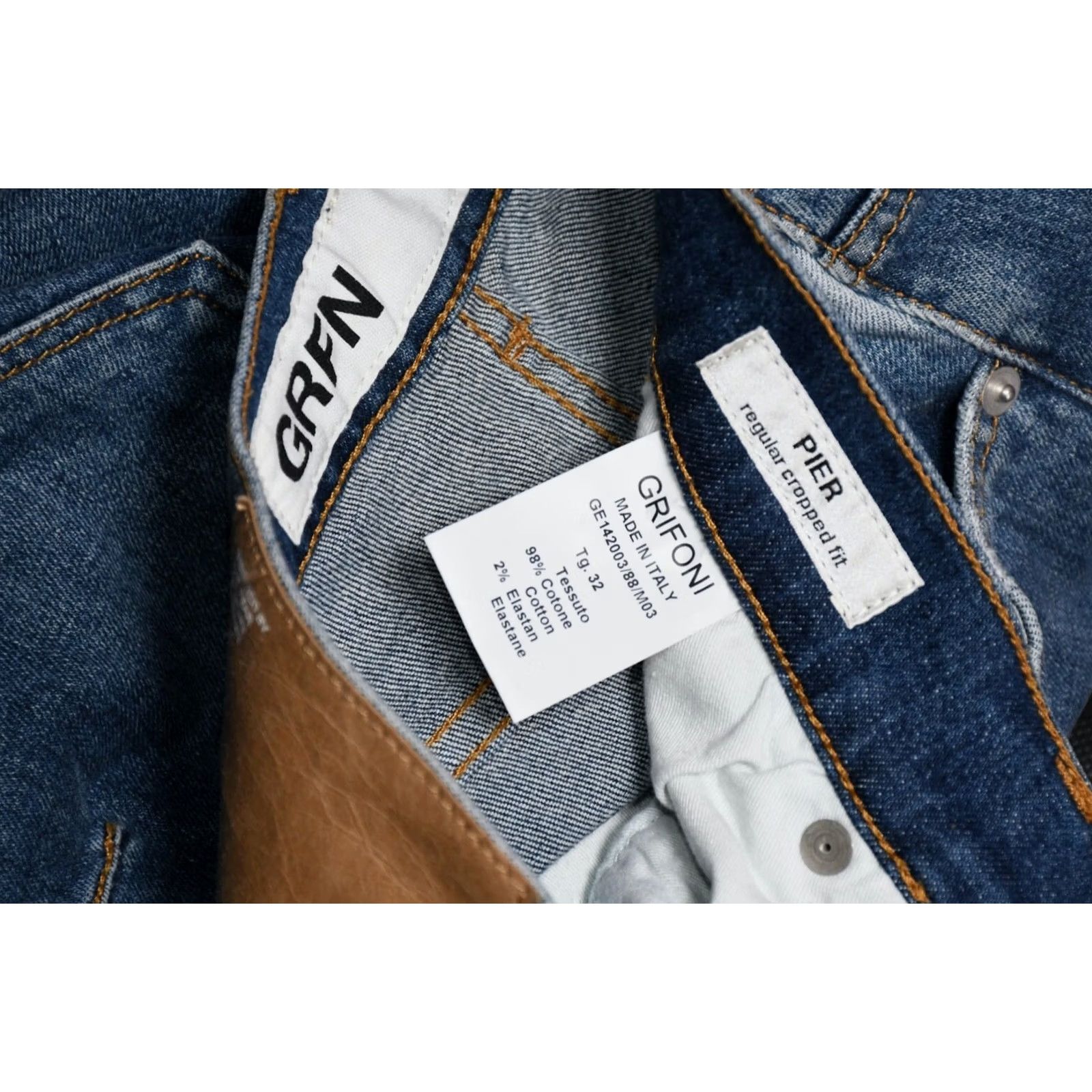 Vintage Mauro Grifoni GRFN PIER Regular Cropped Fit Jeans Men W32 Blue 98%Cotton 2%Elastane Denim Vintage No XS-XXL (adjusted for rules) Size US 32 / EU 48 - 5 Thumbnail