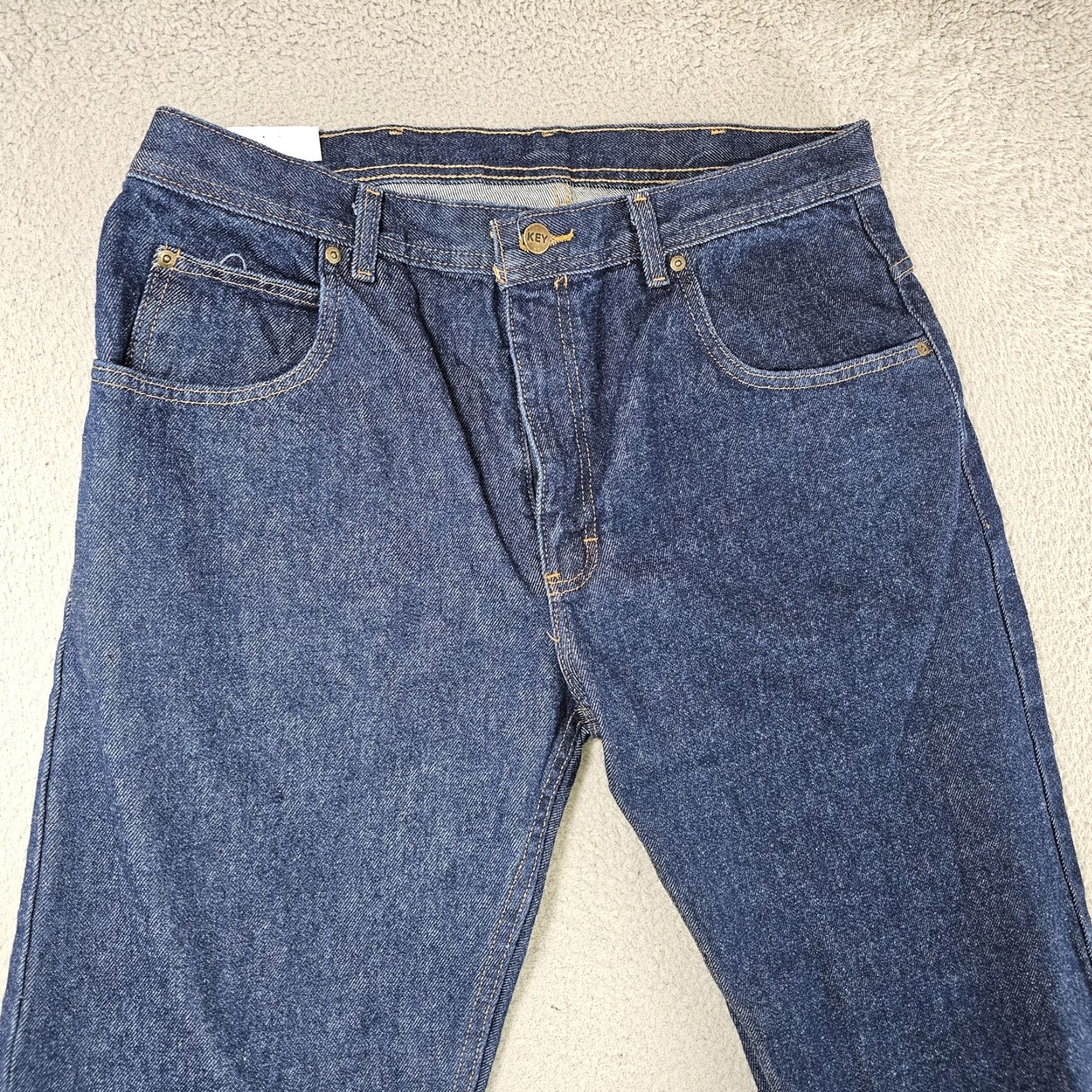 Vintage VINTAGE Key 5-Pocket Denim Jeans Mens 36x29 Straight Leg Workwear (Note: Original notes show altered to 36x26; 29 inseam is actual tag) Size US 36 / EU 52 - 2 Thumbnail