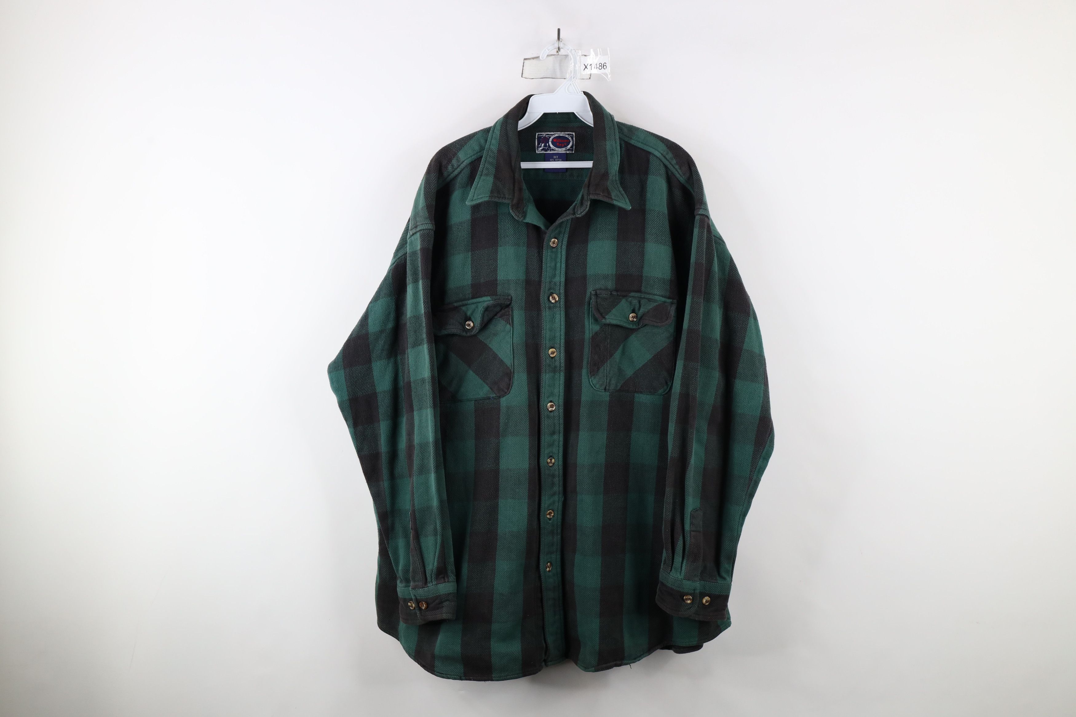 Vintage Vintage 90s Streetwear Heavyweight Button Shirt Plaid Size US XXL / EU 58 / 5 - 1 Thumbnail