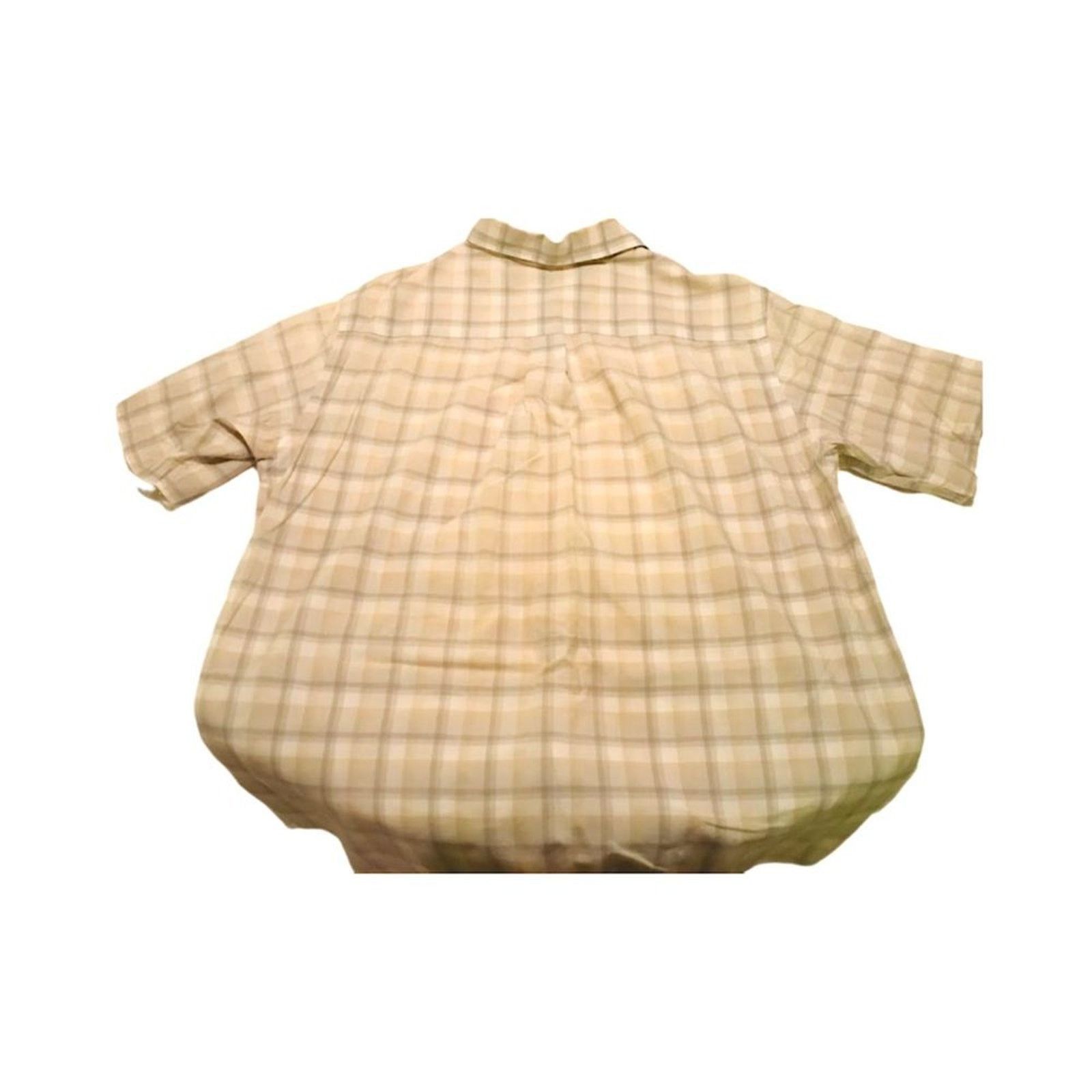Perry Ellis Vintage Perry Ellis Men`s Shirt Beige Cream Plaid Short L Size US L / EU 52-54 / 3 - 2 Thumbnail