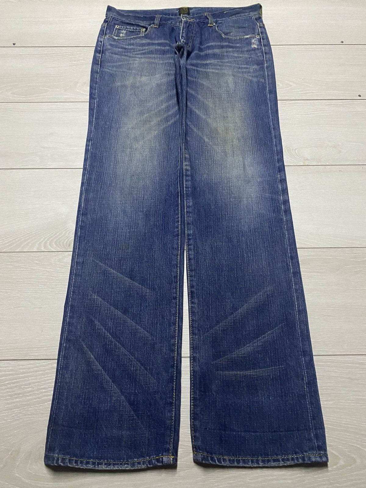 Le Grande Bleu (L.G.B.) Japanese L.B.H Vintage Blue Wash Spike Pocket Loose Jeans Size US 33 - 2 Thumbnail