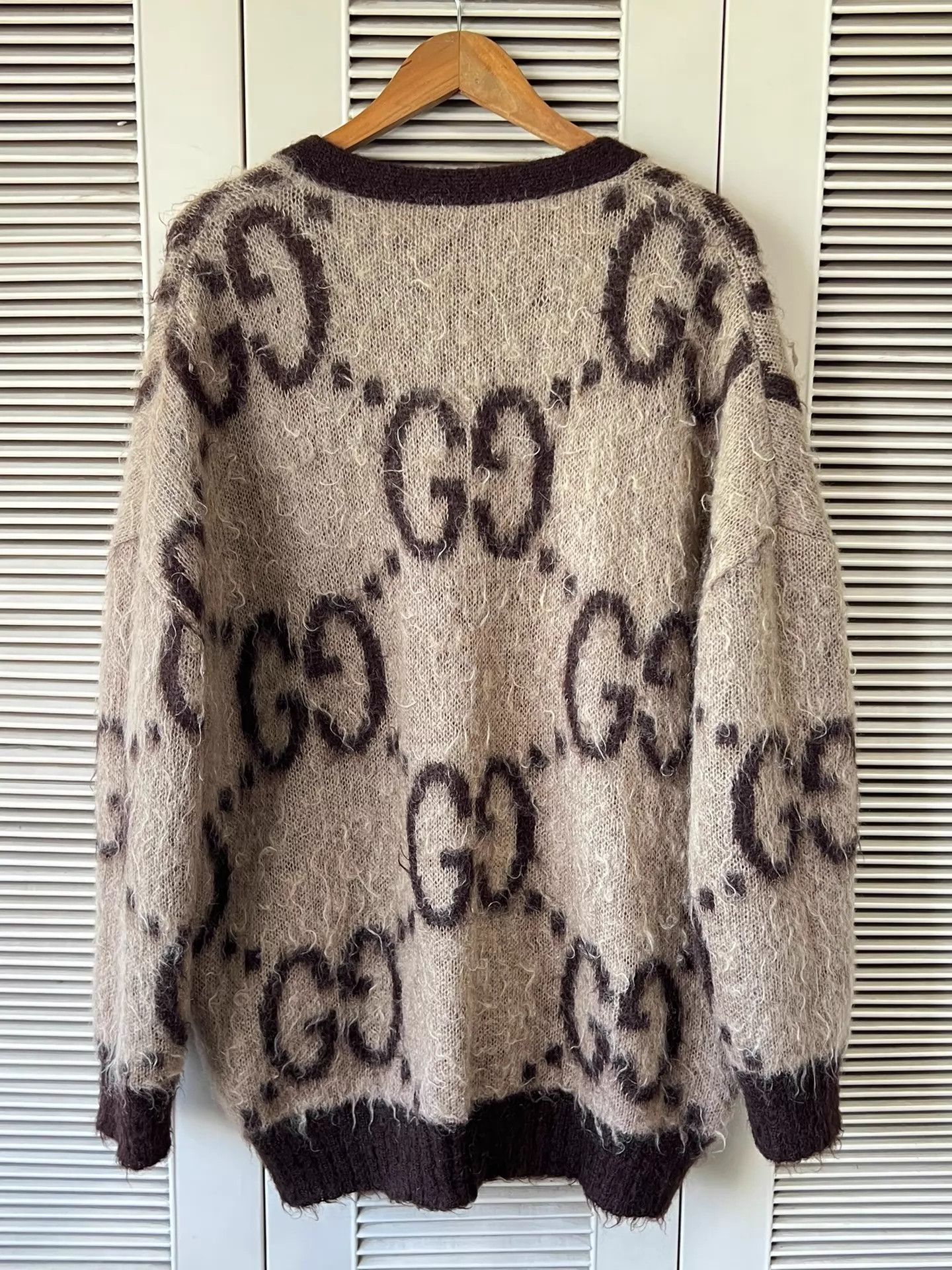 Gucci Gucci Double-Faced Mohair GG Monogram Cardigan Caramel L Size L / US 10 / IT 46 - 2 Thumbnail