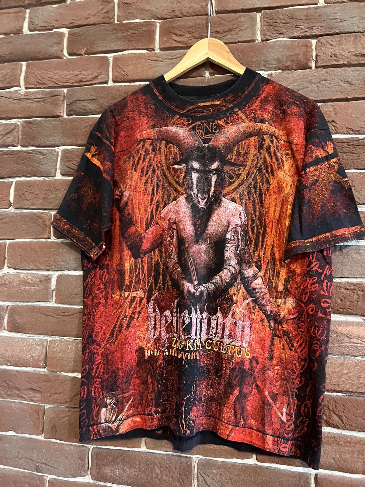 Band Tees Rare Vintage 00s Behemoth All Over Black Metal Band Tshirt Size US L / EU 52-54 / 3 - 4 Thumbnail