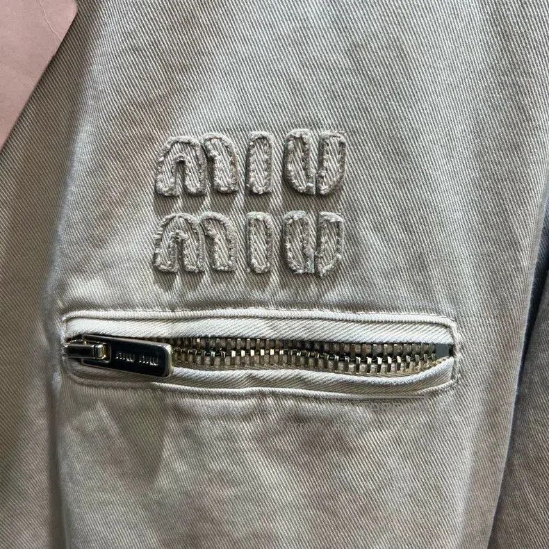 Prada Miumiu Logo Embroidered Khaki Jacket. Size US L / EU 52-54 / 3 - 3 Thumbnail