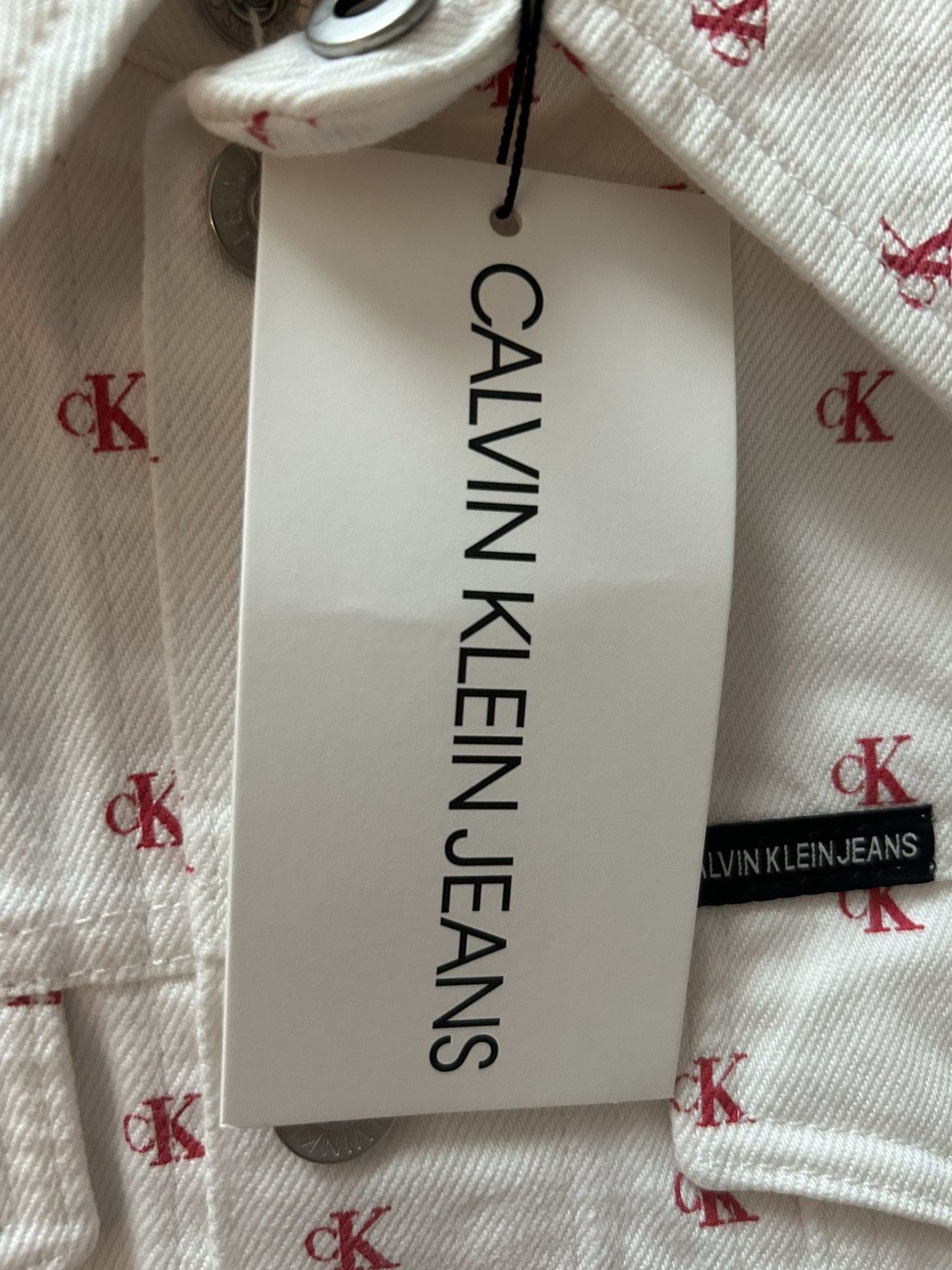 Calvin Klein × Raf Simons RAF SIMONS X CALVIN KLEIN white/red logo denim jacket Size US M / EU 48-50 / 2 - 9 Thumbnail