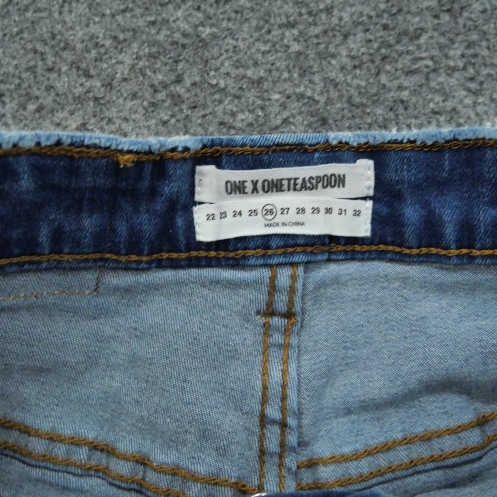 Vintage One X One Teaspoon Denim Bermuda Shorts Womens 26 Blue Button Fly Distressed Grunge Pockets Vintage No Size 42" / US 20 - 6 Thumbnail