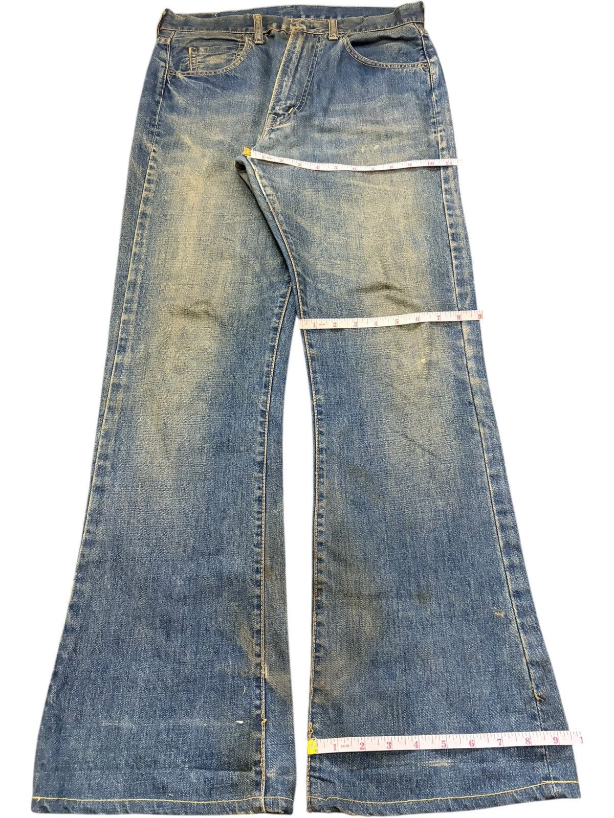 If Six Was Nine Vintage Japanese Brand Mud Wash Distress Flare Jeans Size US 32 / EU 48 - 9 Thumbnail