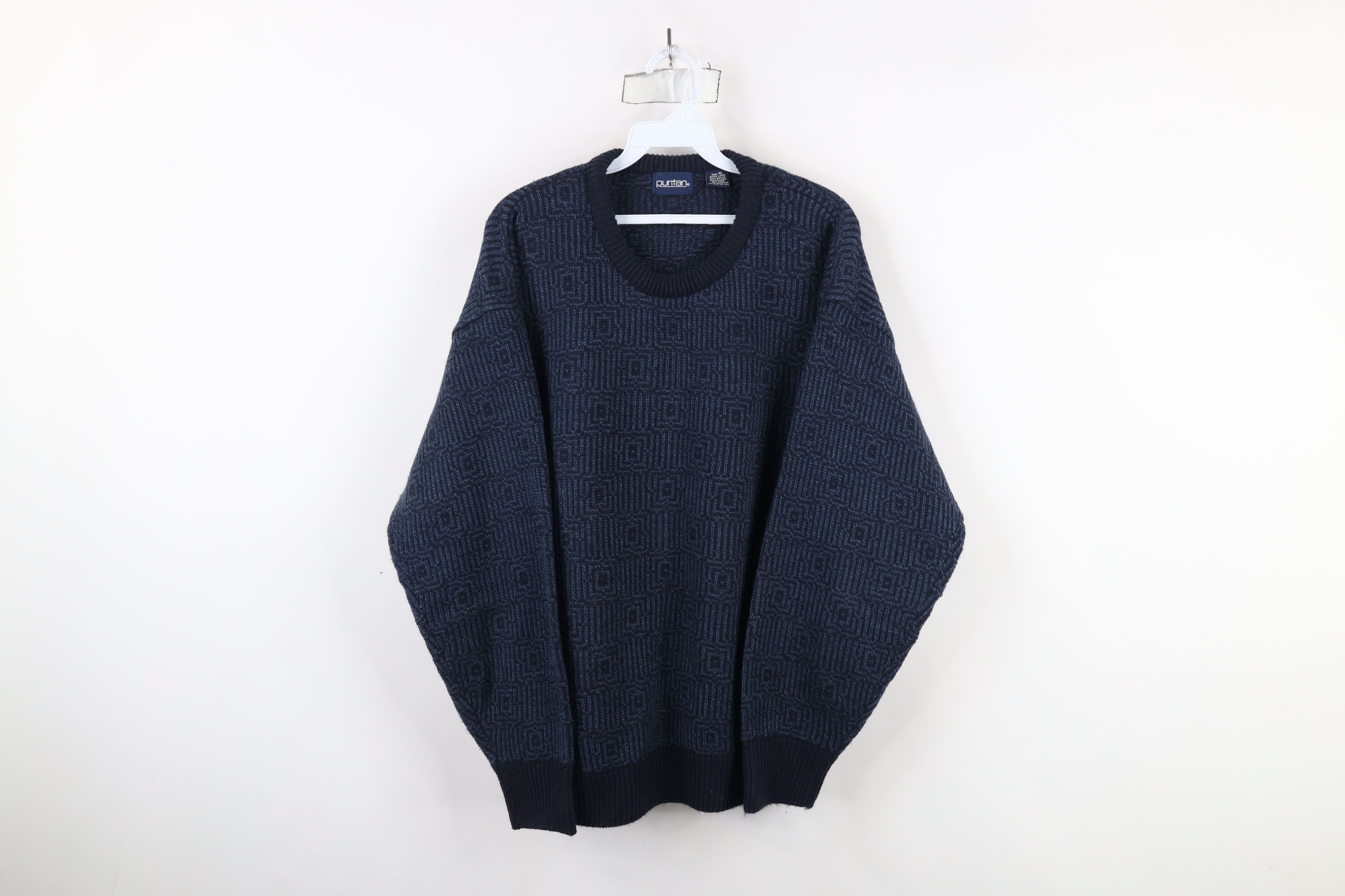 Vintage Vintage 90s Streetwear Trippy Knit Crewneck Sweater Blue Size US XL / EU 56 / 4 - 1 Thumbnail