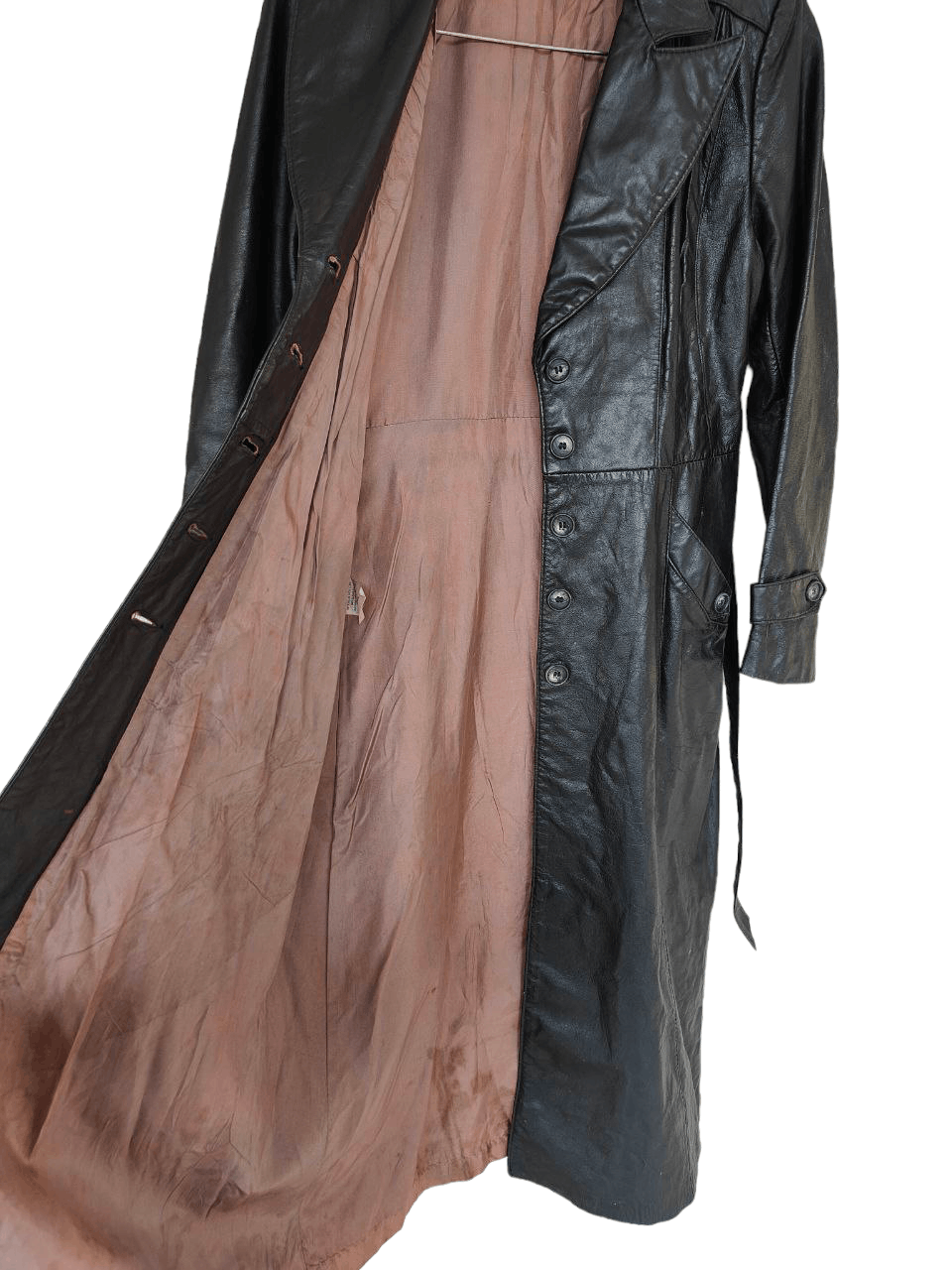 Vintage ❎ Vintage Leather Trench Worn Coat Jacket Size S / US 4 / IT 40 - 4 Thumbnail