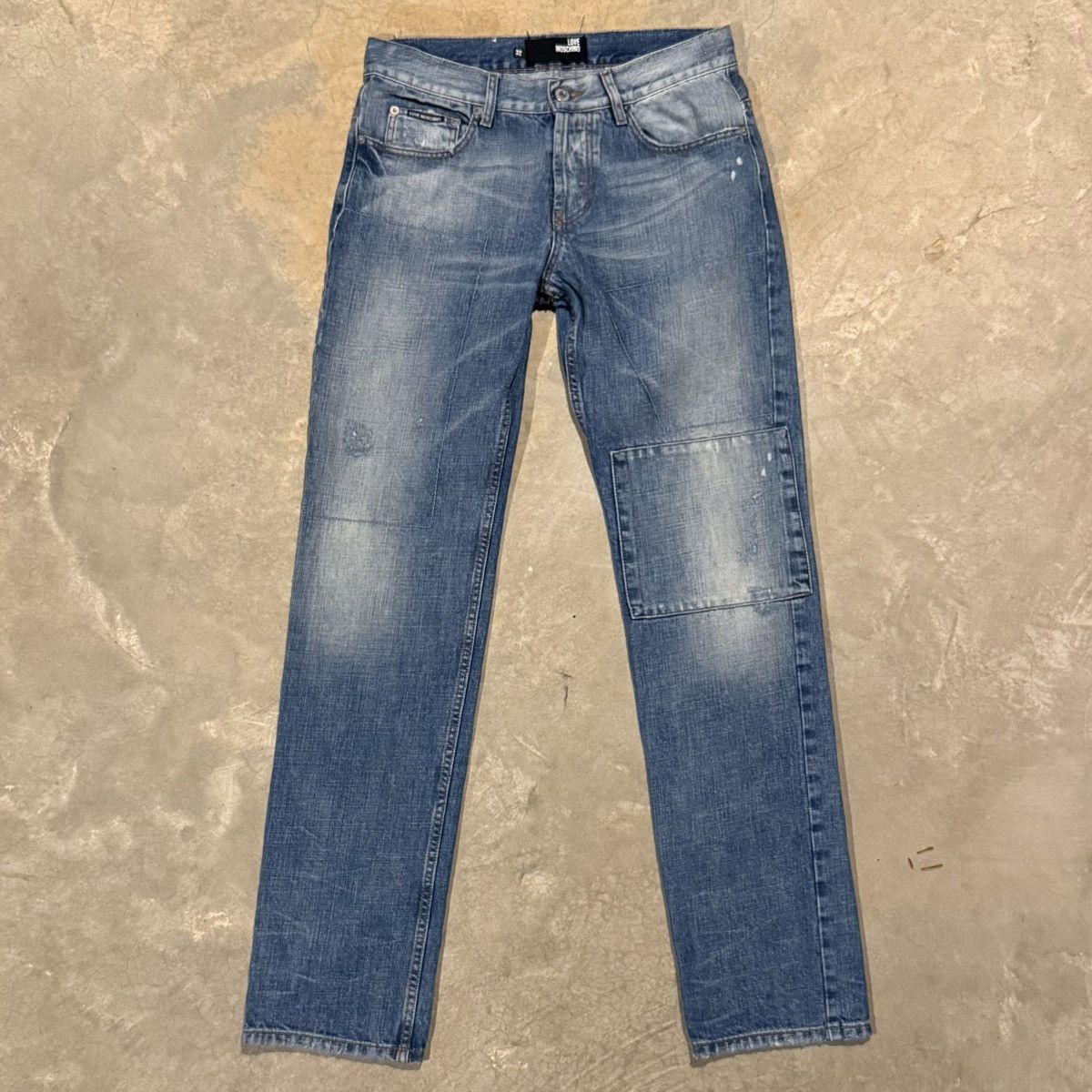 Moschino Love Moschino Patchwork Distressed Faded Jeans Grunge ERD Size US 31 - 1 Thumbnail