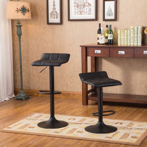Designer × Homemade Belham Swivel Black Bonded Leather Adjustable Bar Stool, Set Size US L / EU 52-54 / 3 - 1 Thumbnail