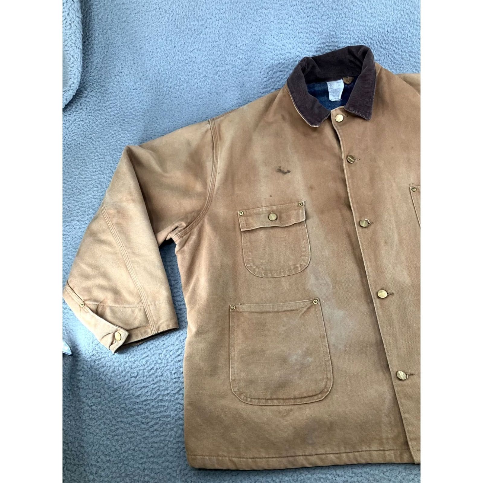 Carhartt VINTAGE Carhartt Jacket Mens 52 Brown Canvas Chore Blanket Lined Deadstock 6BLC Size US L / EU 52-54 / 3 - 2 Thumbnail