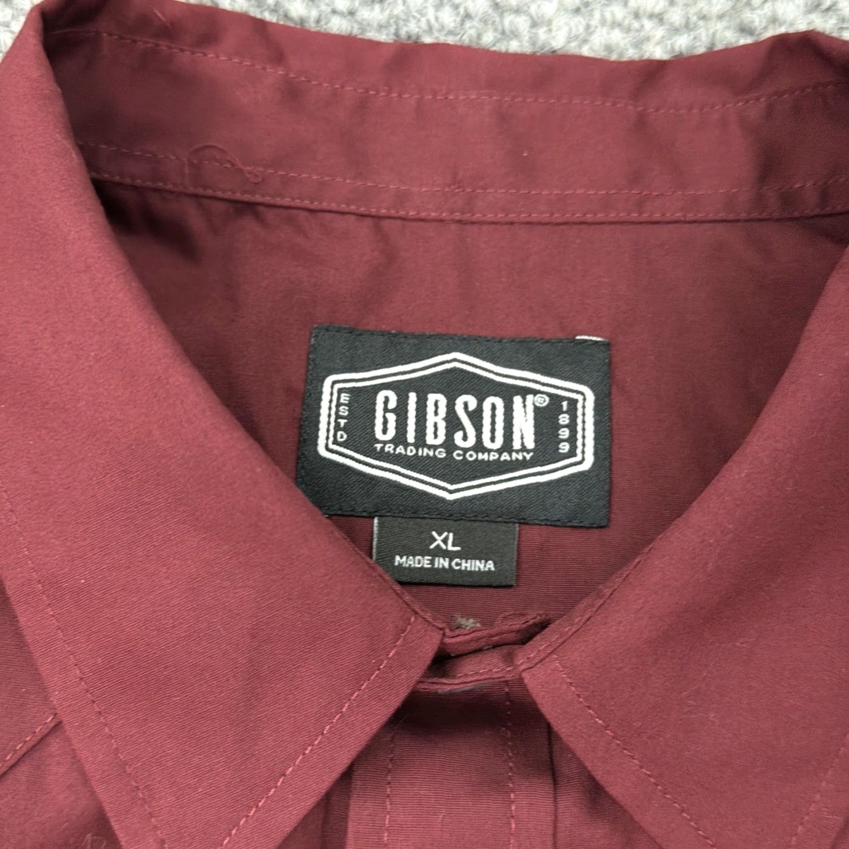 Vintage Gibson Trading Company Shirt Mens XL Burgundy Western Pearl Snap Long Sleeve Size US XL / EU 56 / 4 - 6 Thumbnail