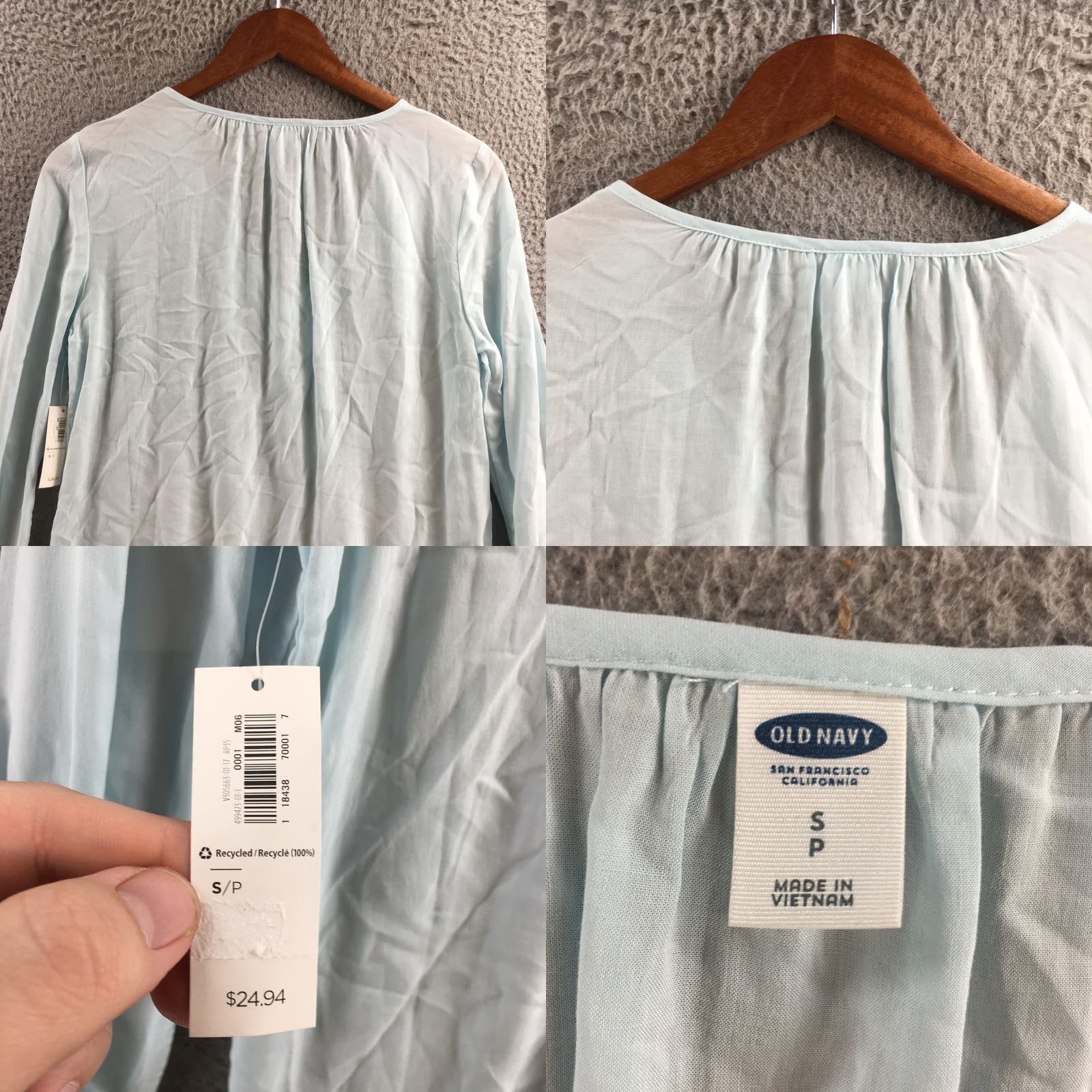 Old Navy Old Navy Blouse Top Womens S Blue Rayon Long Sleeve V-Neck Pullover Casual NEW Size S / US 4 / IT 40 - 8 Thumbnail