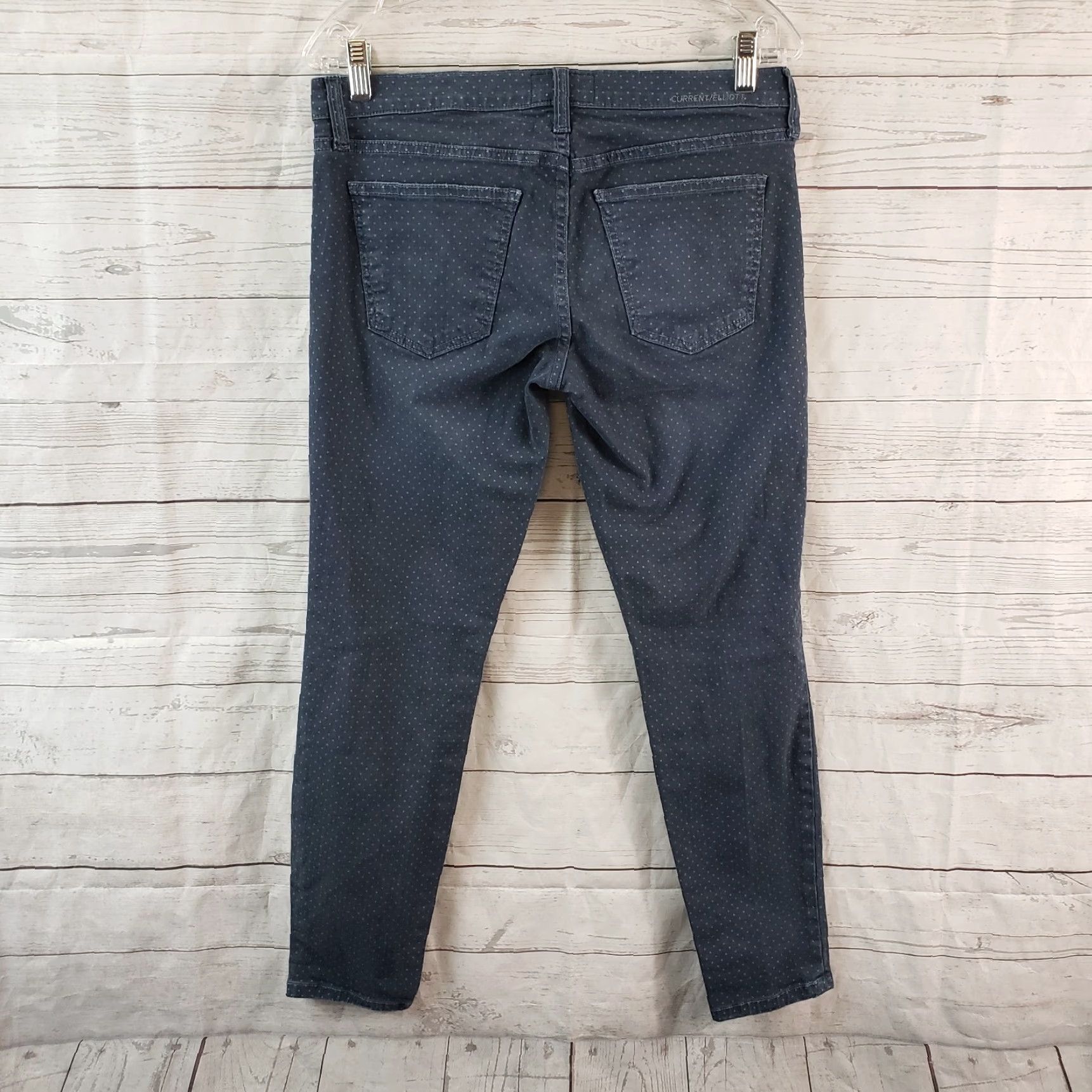Vintage Current/Elliott Womens Jeans Skinny Stiletto 28 Blue Polka Dot Denim Cotton Blend Zip Inseam 27.5 Rise 8" Adult Womens Size 28" / US 6 / IT 42 - 3 Thumbnail