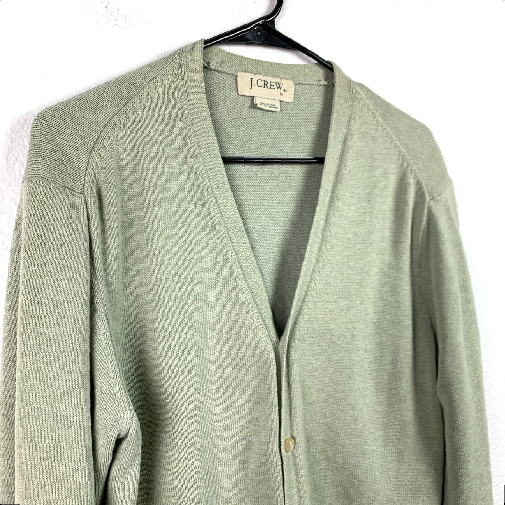 J.Crew VINTAGE J.Crew Cardigan Sweater Mens Medium V-Neck Green 100% Cotton Knit Sleeve Long Size US M / EU 48-50 / 2 - 2 Thumbnail