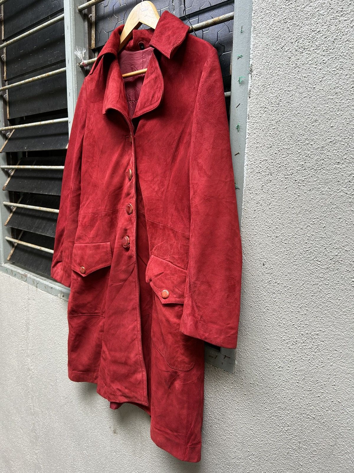 Designer Vintage Angel Red Leather Coat Size S / US 4 / IT 40 - 3 Thumbnail