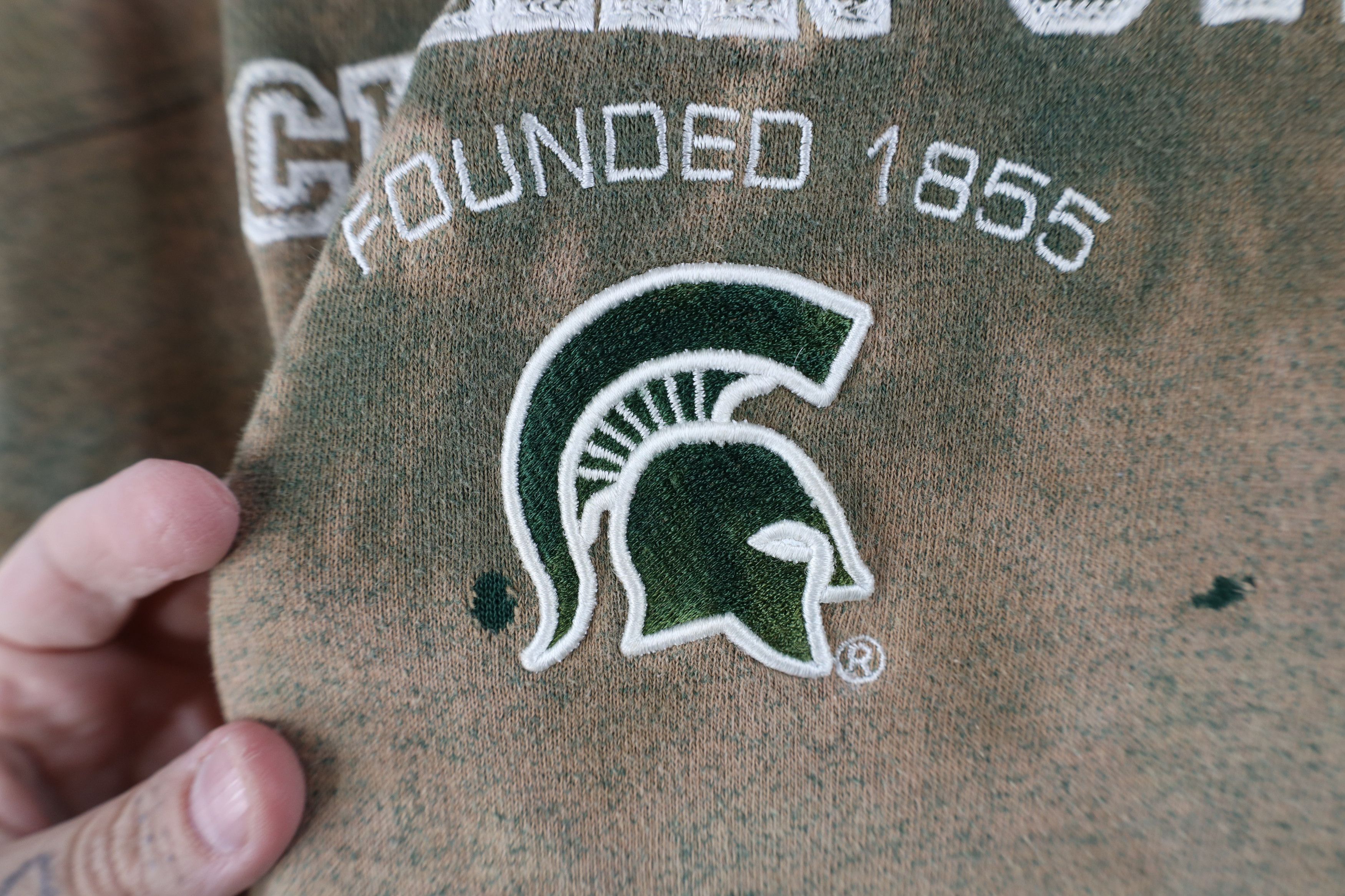 Vintage Vintage 90s Wash Michigan State University Hoodie Sweatshirt Size US XL / EU 56 / 4 - 5 Thumbnail