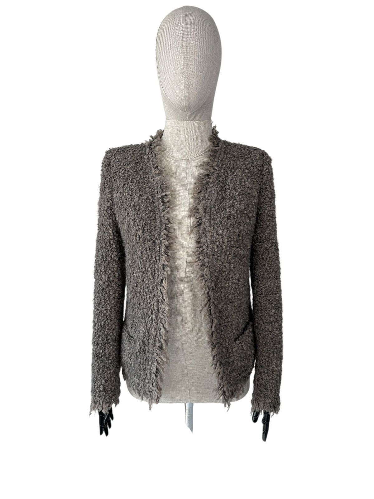 Iro IRO Coffey Jacket Mohair Fringe Trim Shaggy Open Front Boho Size S / US 4 / IT 40 - 1 Thumbnail