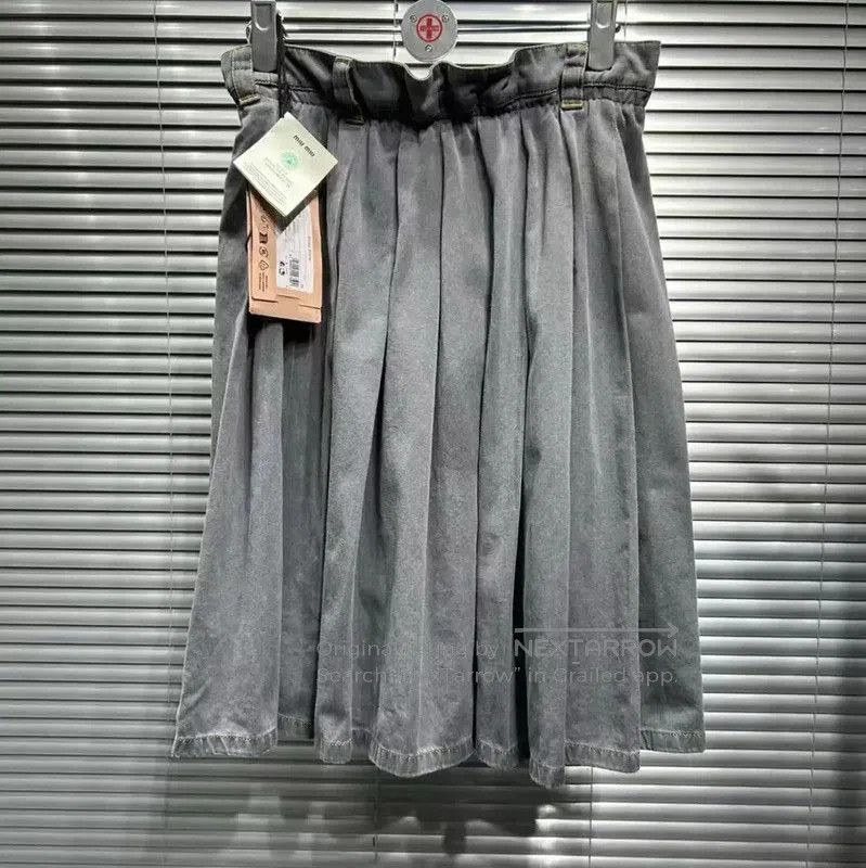 Miu Miu Miu Miu Summer Gray Cotton Embroidered Skirt . Size 23" - 1 Thumbnail