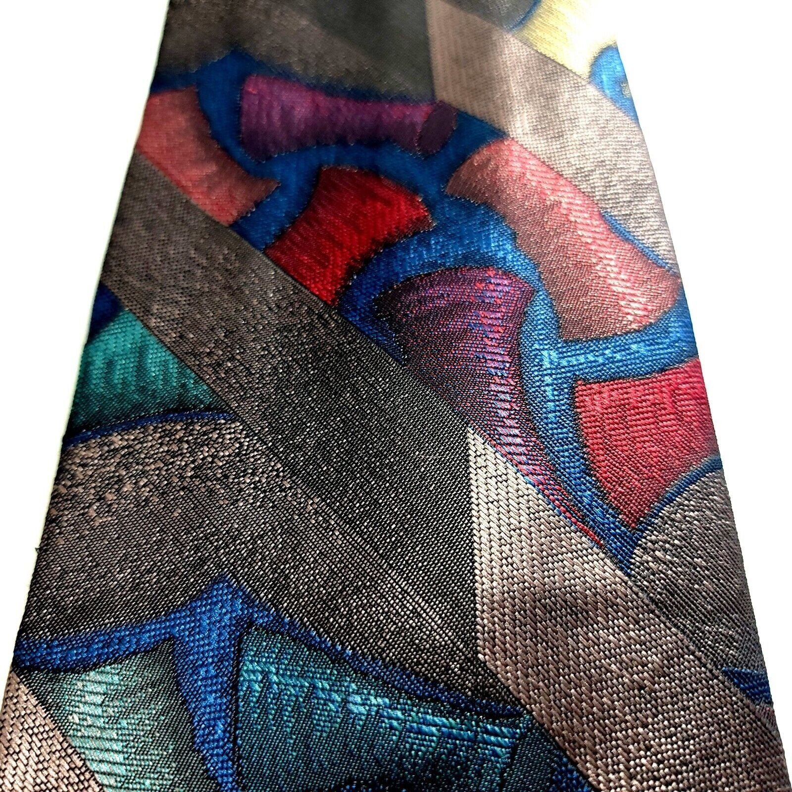 Van Heusen Van Heusen Editions Polyester Silk Brown Teal Metallic Print Size ONE SIZE - 2 Thumbnail