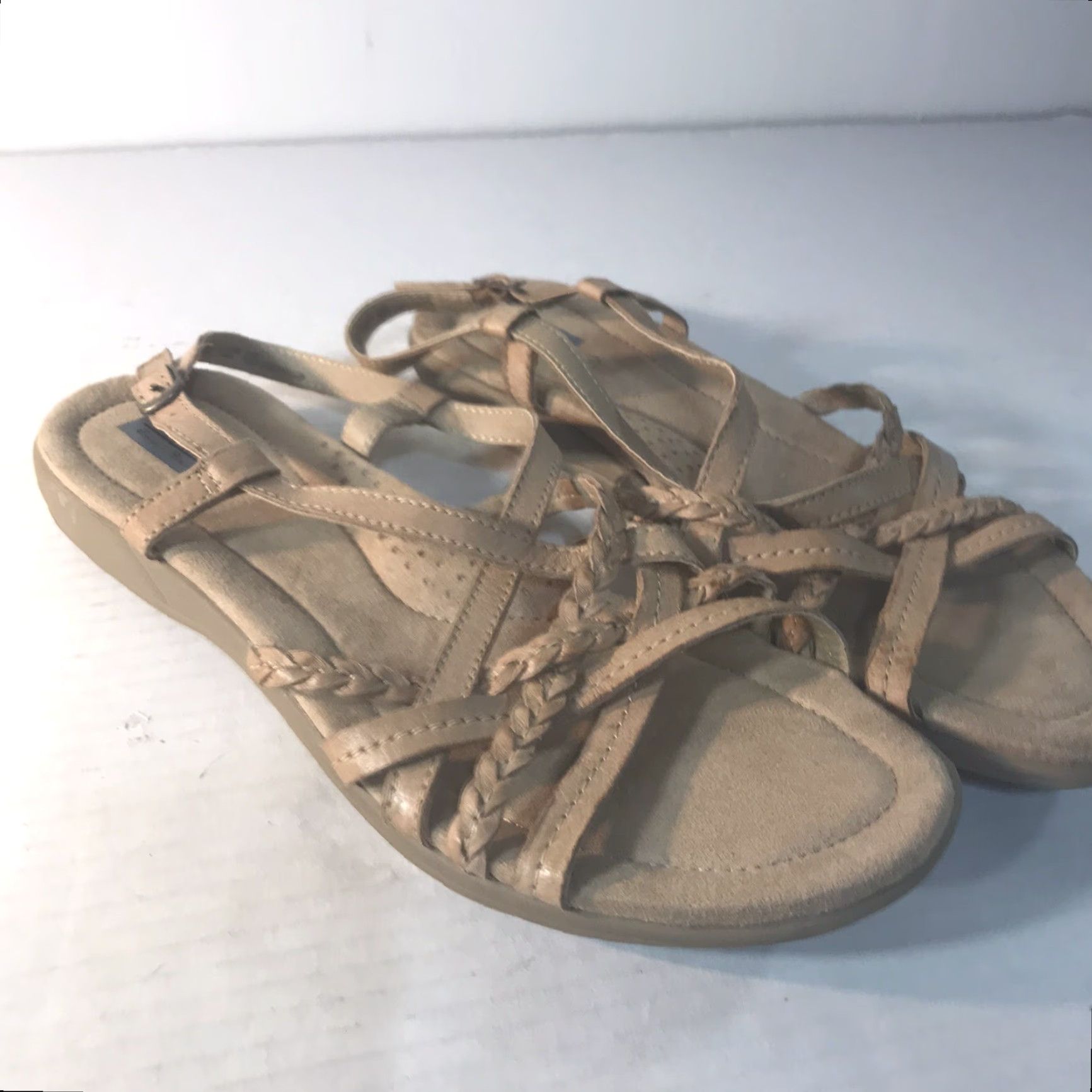 Vintage Drexlite Leather Classics Women’s Beige Strappy Flat Sandals Size 9.5M Casual Comfort Size US 9.5 / IT 39.5 - 3 Thumbnail