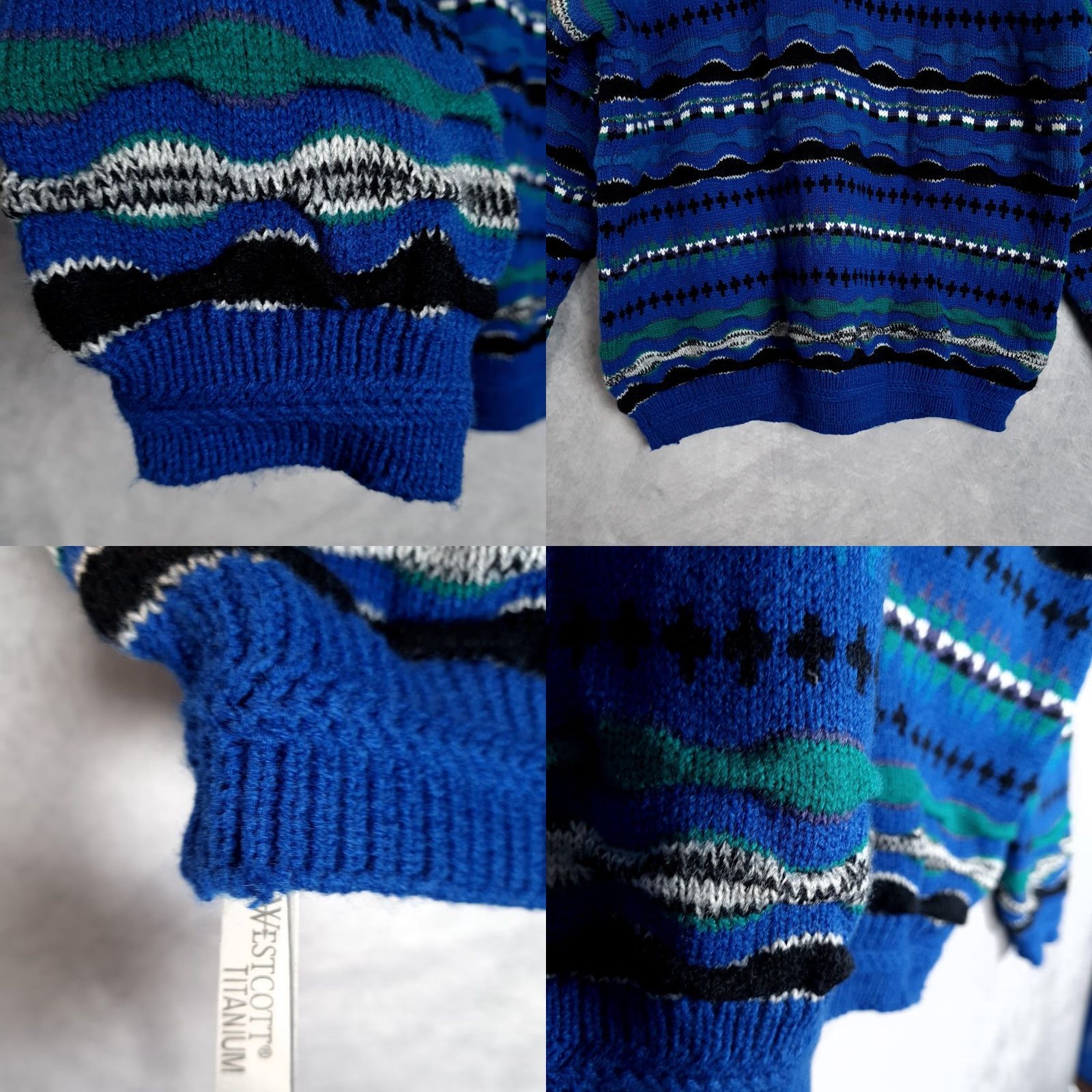 Vintage VINTAGE Concrete Sweater Mens Large Blue 3D Knit Geometric Chunky Crewneck 90s Retro Streetwear Size US L / EU 52-54 / 3 - 8 Thumbnail