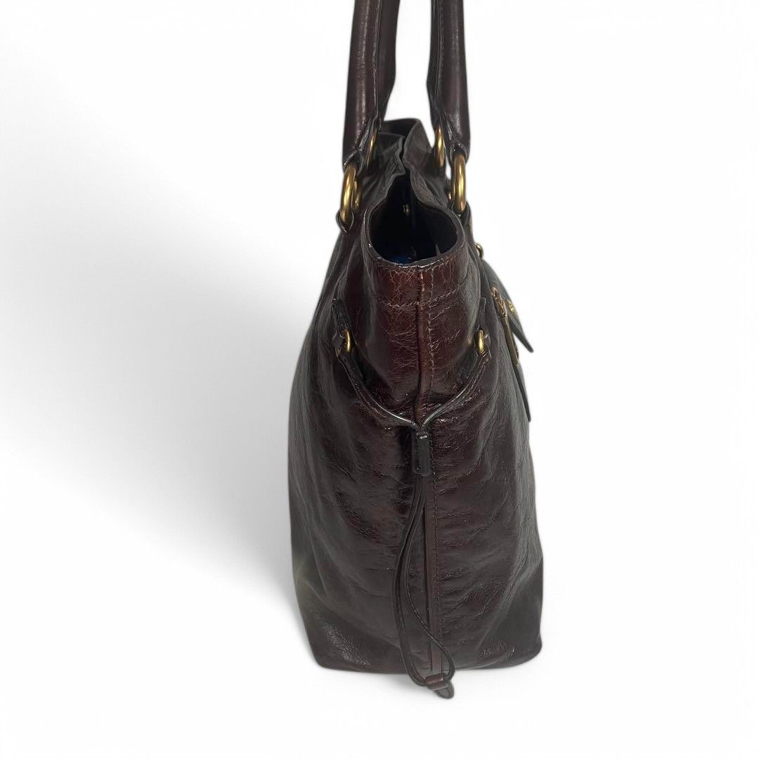 Prada Prada - Shiny Brown Black Leather Gold Hardware Shoulder Bag Size ONE SIZE - 4 Thumbnail