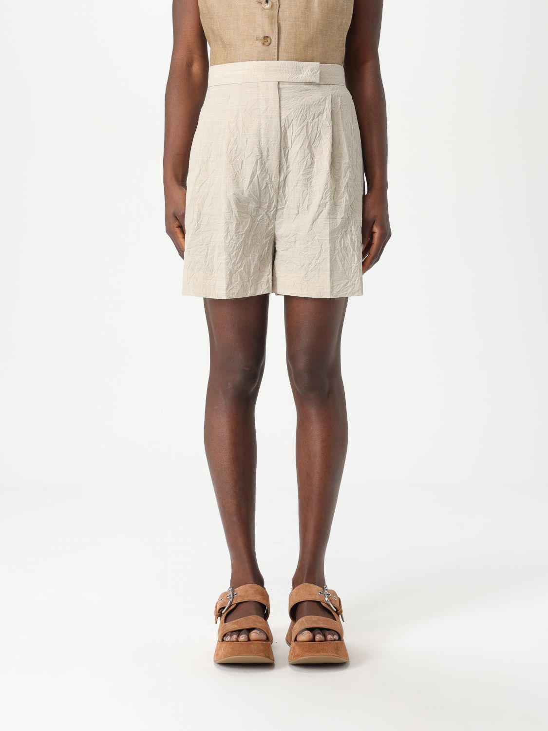 ショートパンツ MAX MARA Women Shorts  Burmudas 2511131061600 002 Beige Weekend Max Mara Beige Bermuda shorts in cotton and linen