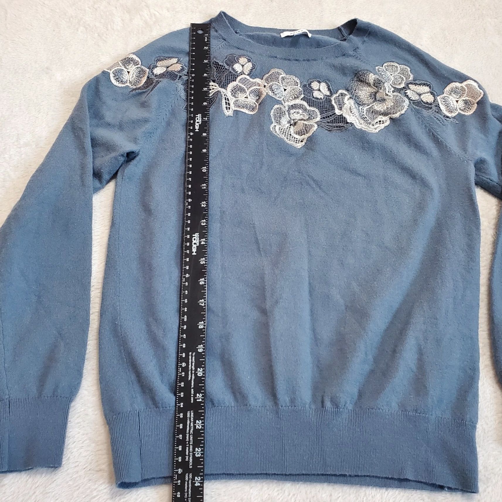 Reiss Reiss Sweater Women S Blue Amelia Embroidered Floral Wool Blend Pullover Jumper Size S / US 4 / IT 40 - 6 Thumbnail
