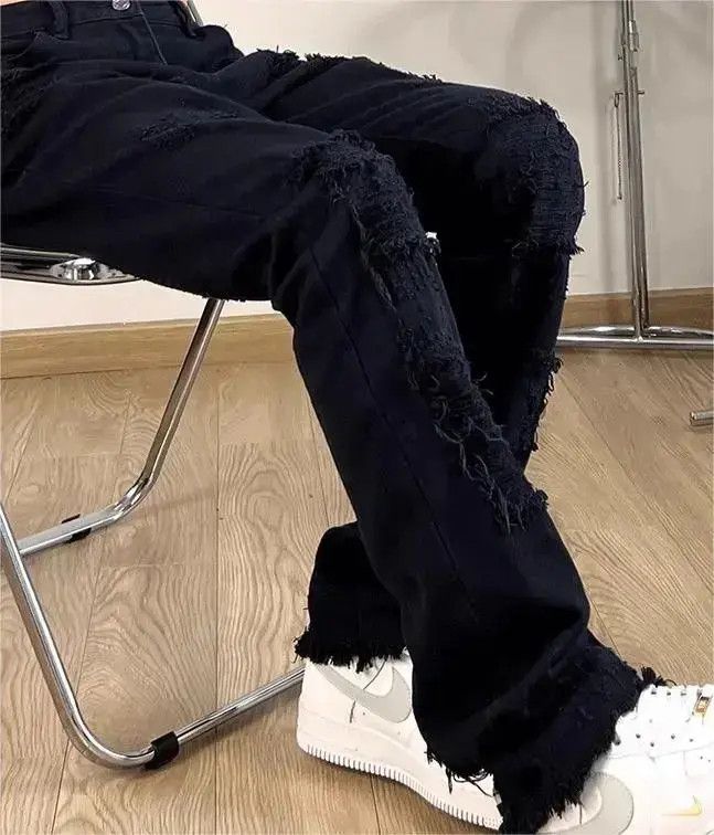 Japanese Brand × Jean Loose straight leg slimming distressed jeans Size US 30 / EU 46 - 2 Thumbnail