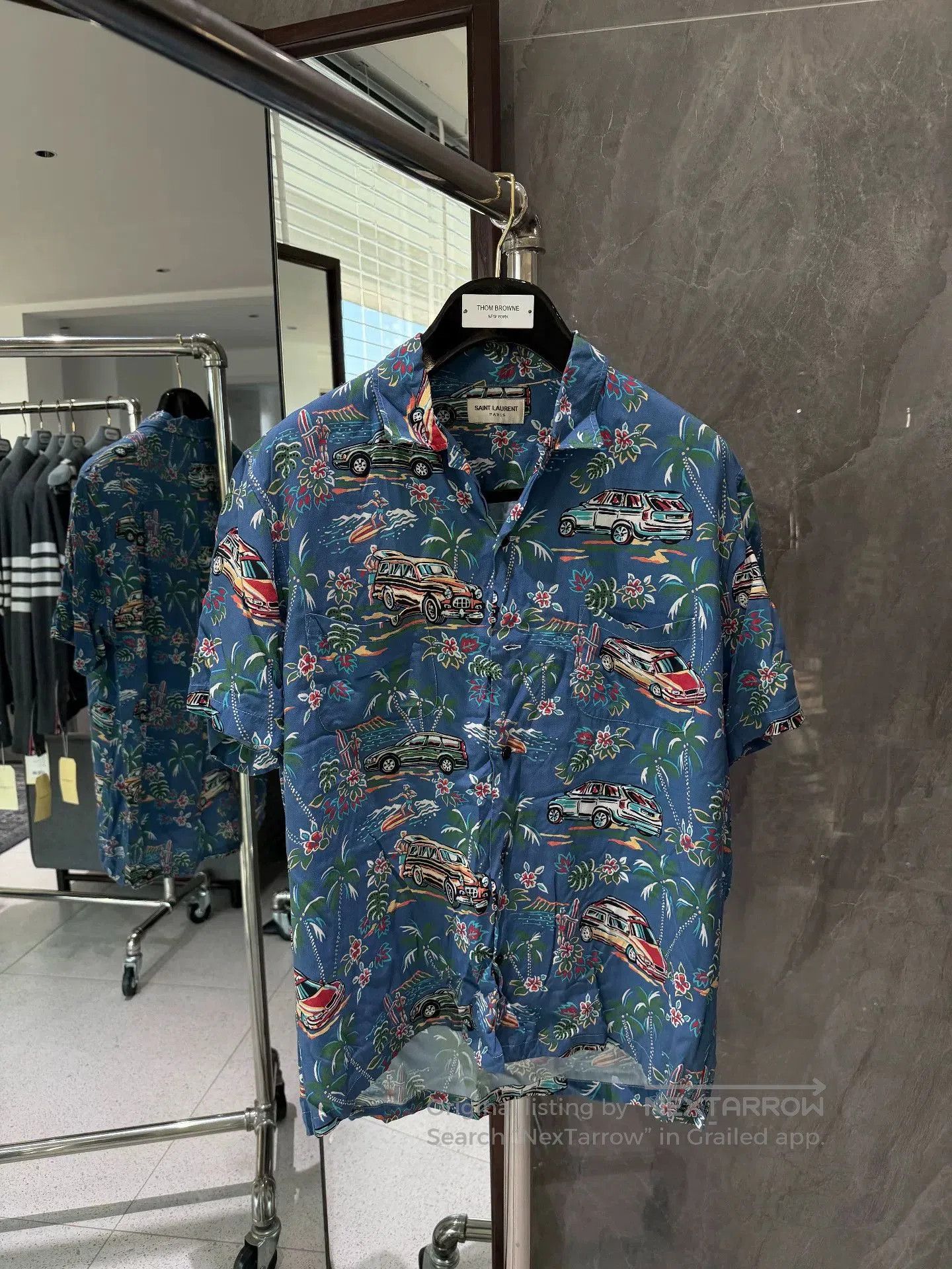 Saint Laurent Paris Saint Laurent Blue Palm Tree Print Shirt. Size US M / EU 48-50 / 2 - 1 Thumbnail